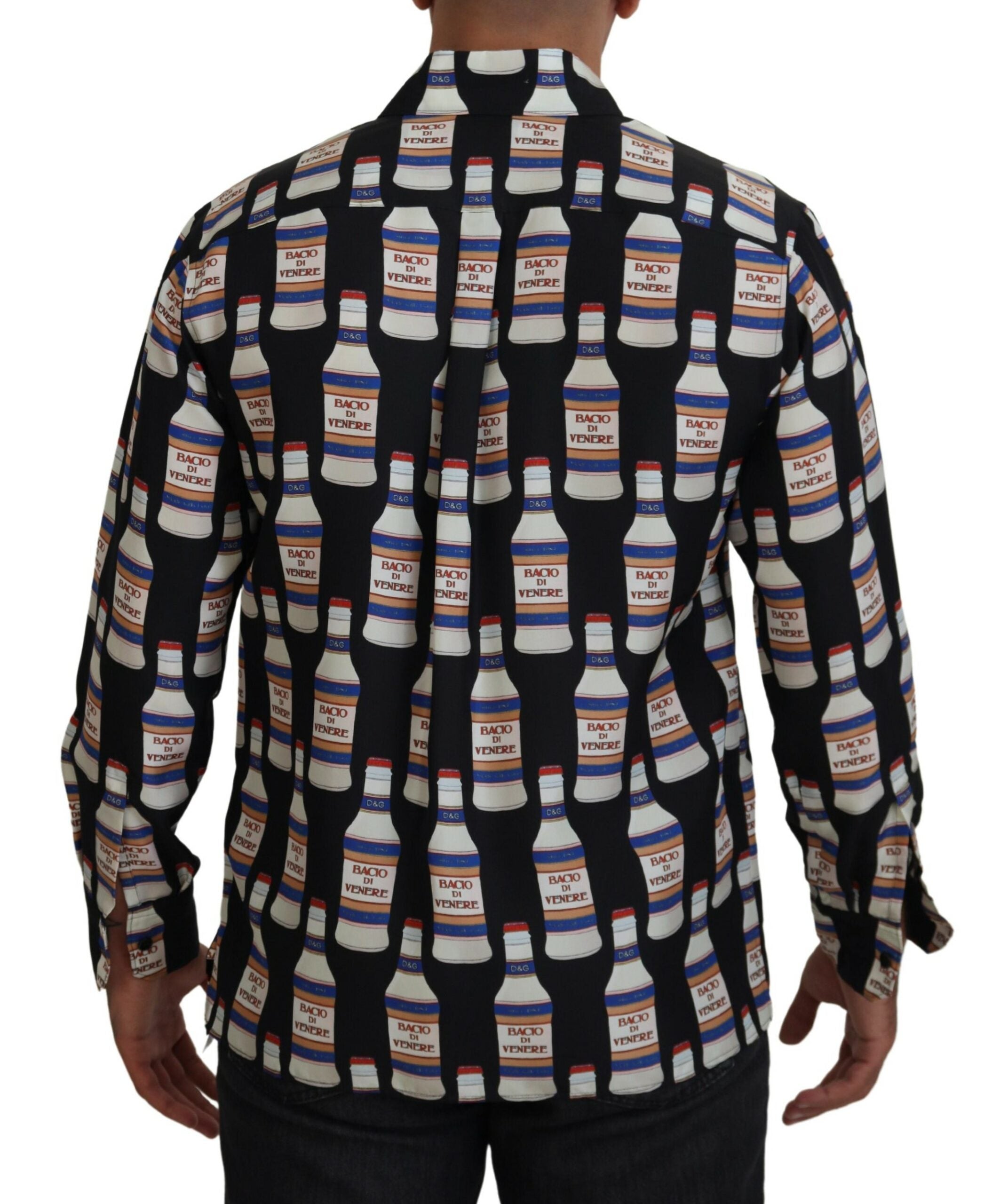 Black Silk Printed Collared Men Casual Shirt - ventzia