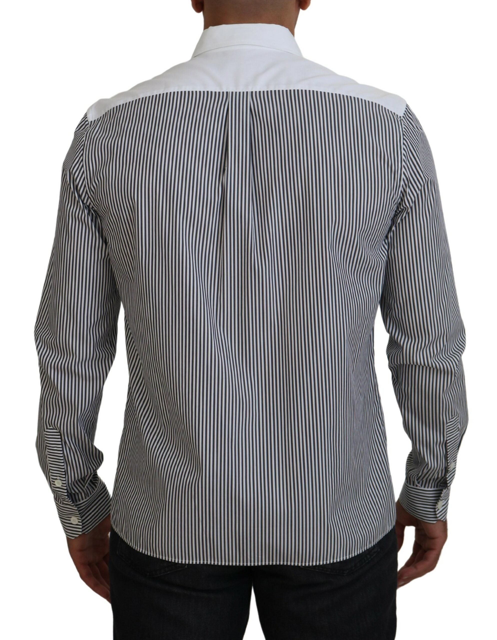 Black White Striped Printed Casual Cotton Shirt - ventzia