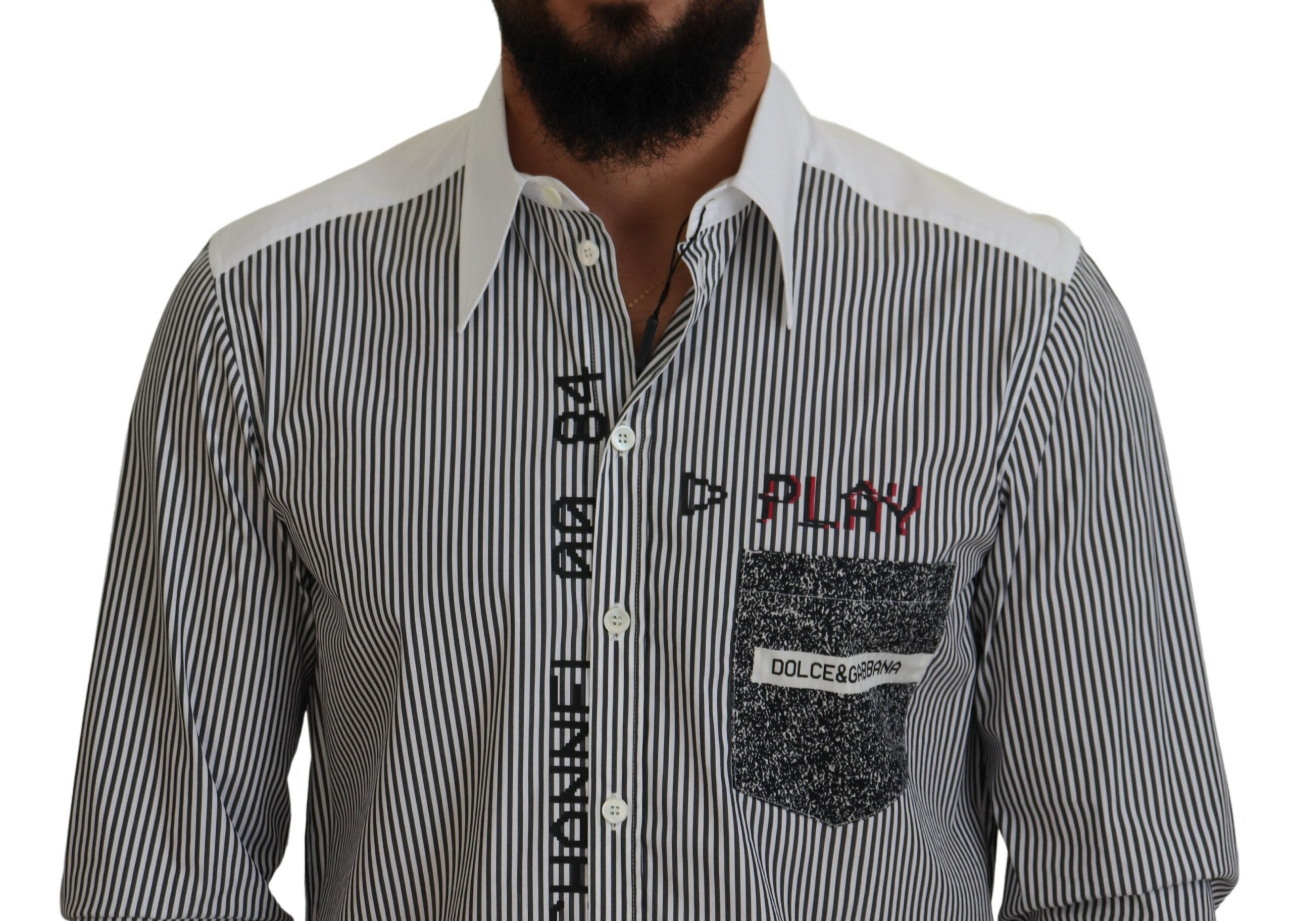 Black White Striped Printed Casual Cotton Shirt - ventzia