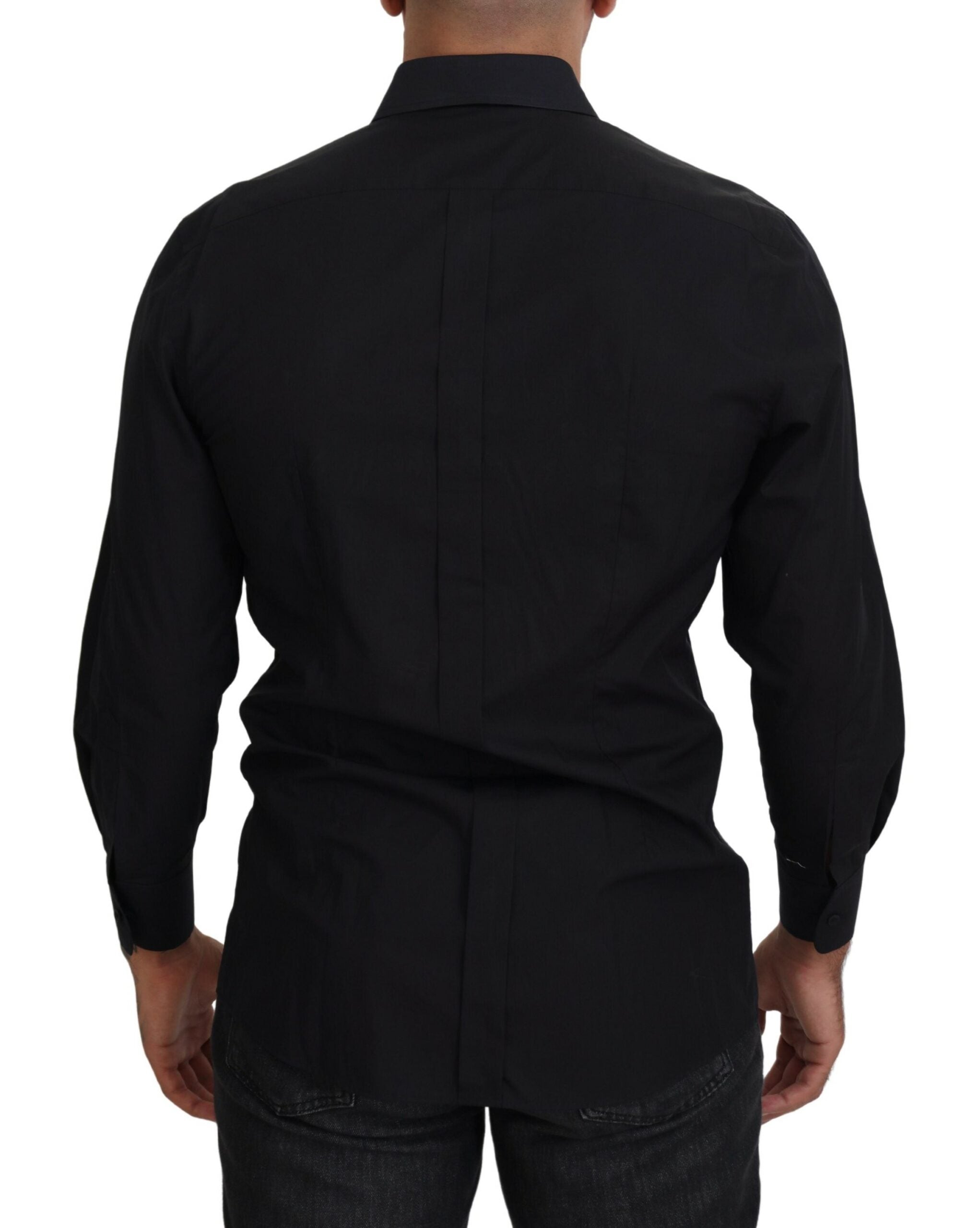 Black GOLD Cotton Collared Long Sleeve Shirt - ventzia