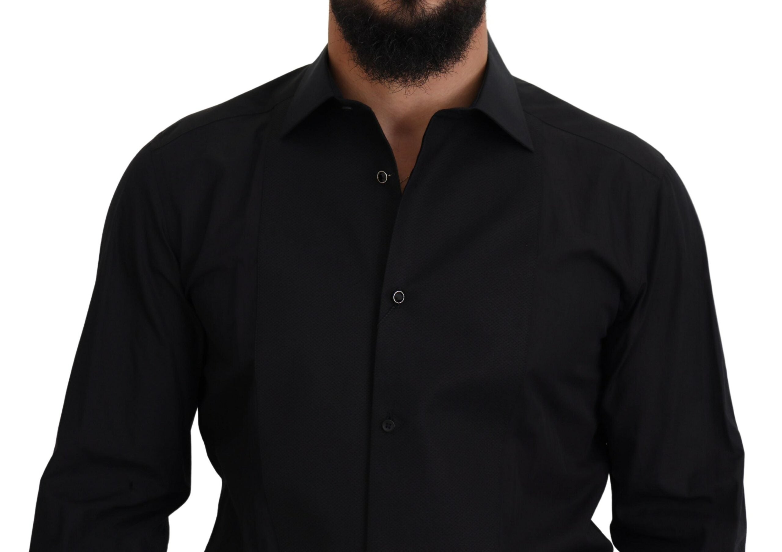 Black GOLD Cotton Collared Long Sleeve Shirt - ventzia