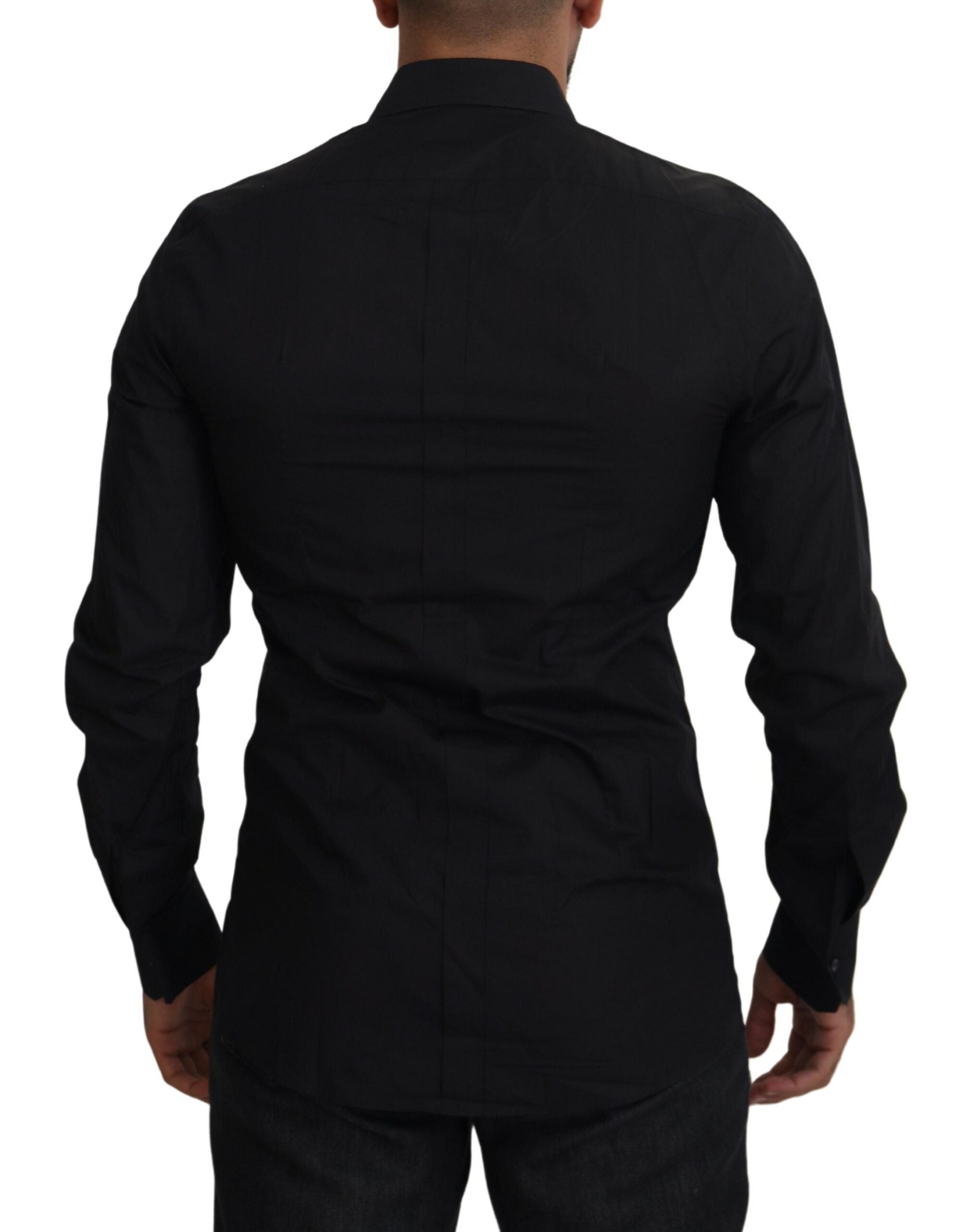 Black Floral Embroidery Men Long Sleeves GOLD Shirt - ventzia