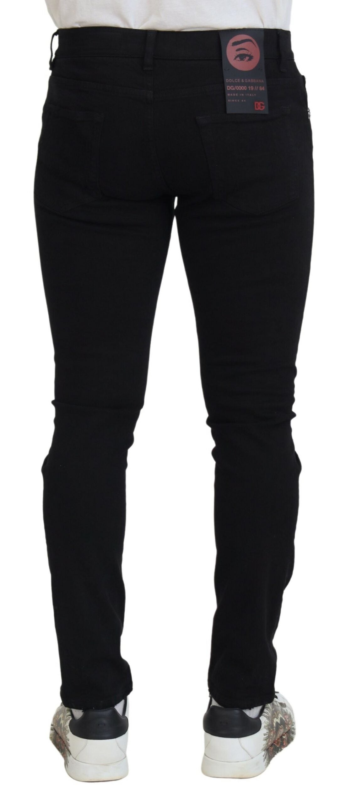 Black Slim Fit Tattered Denim Cotton Jeans - ventzia