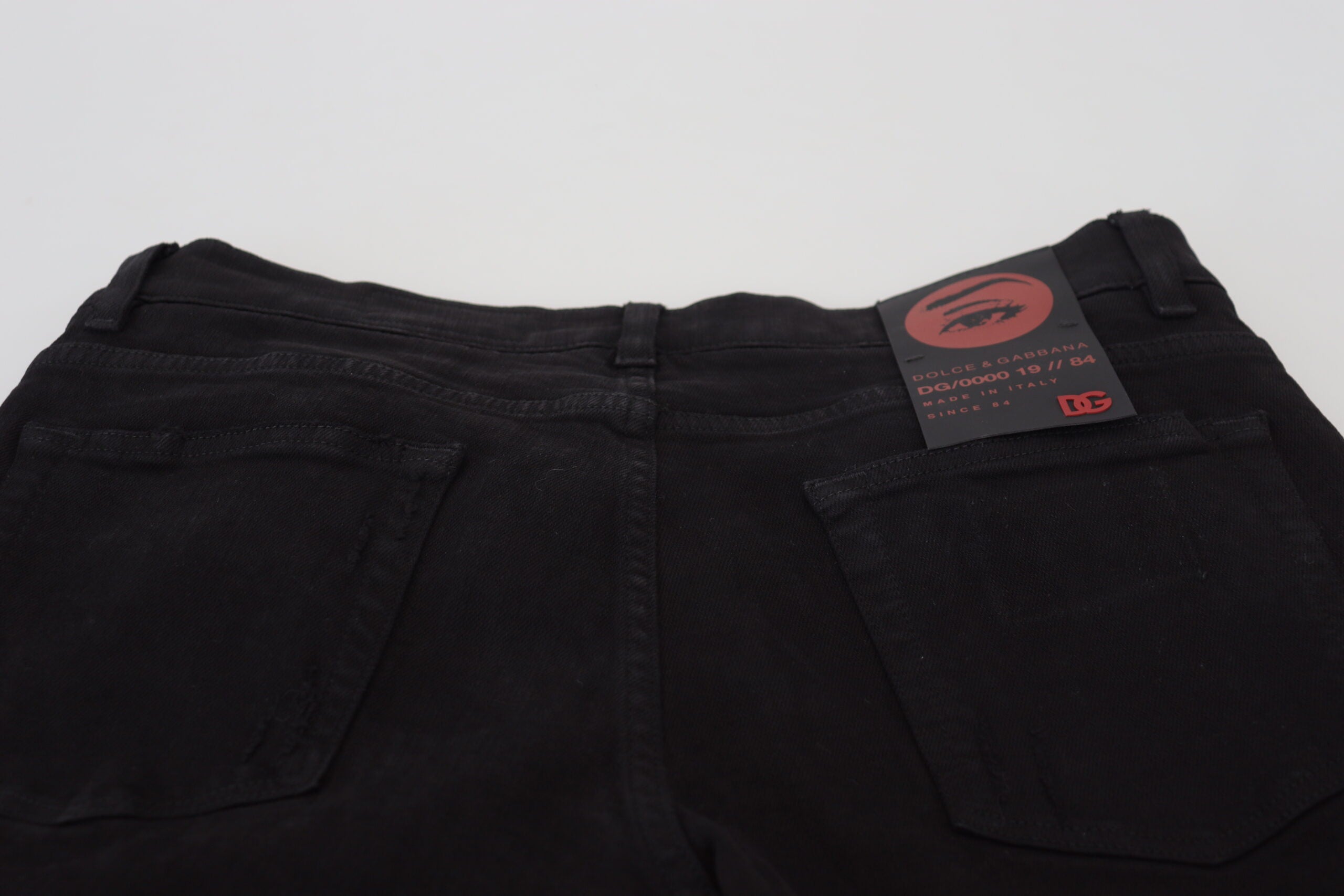 Black Slim Fit Tattered Denim Cotton Jeans - ventzia