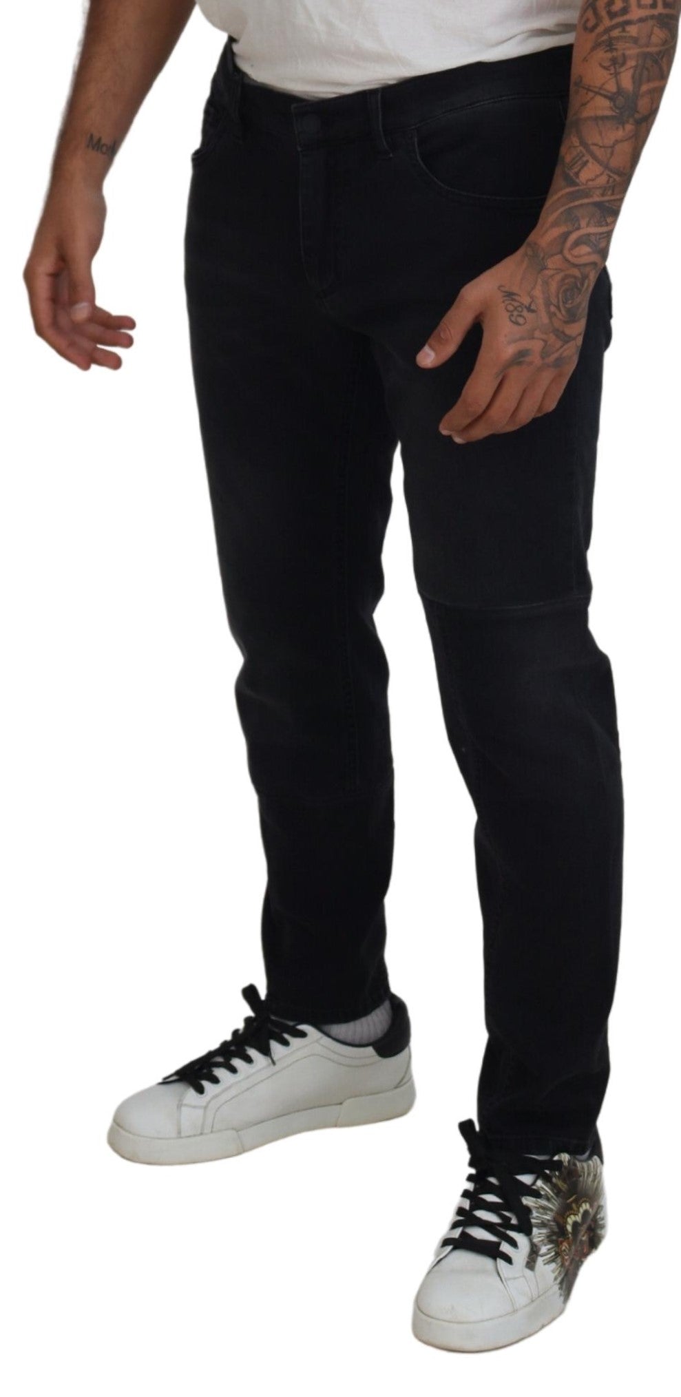 Black Angel Embroidery Skinny Denim Jeans - ventzia