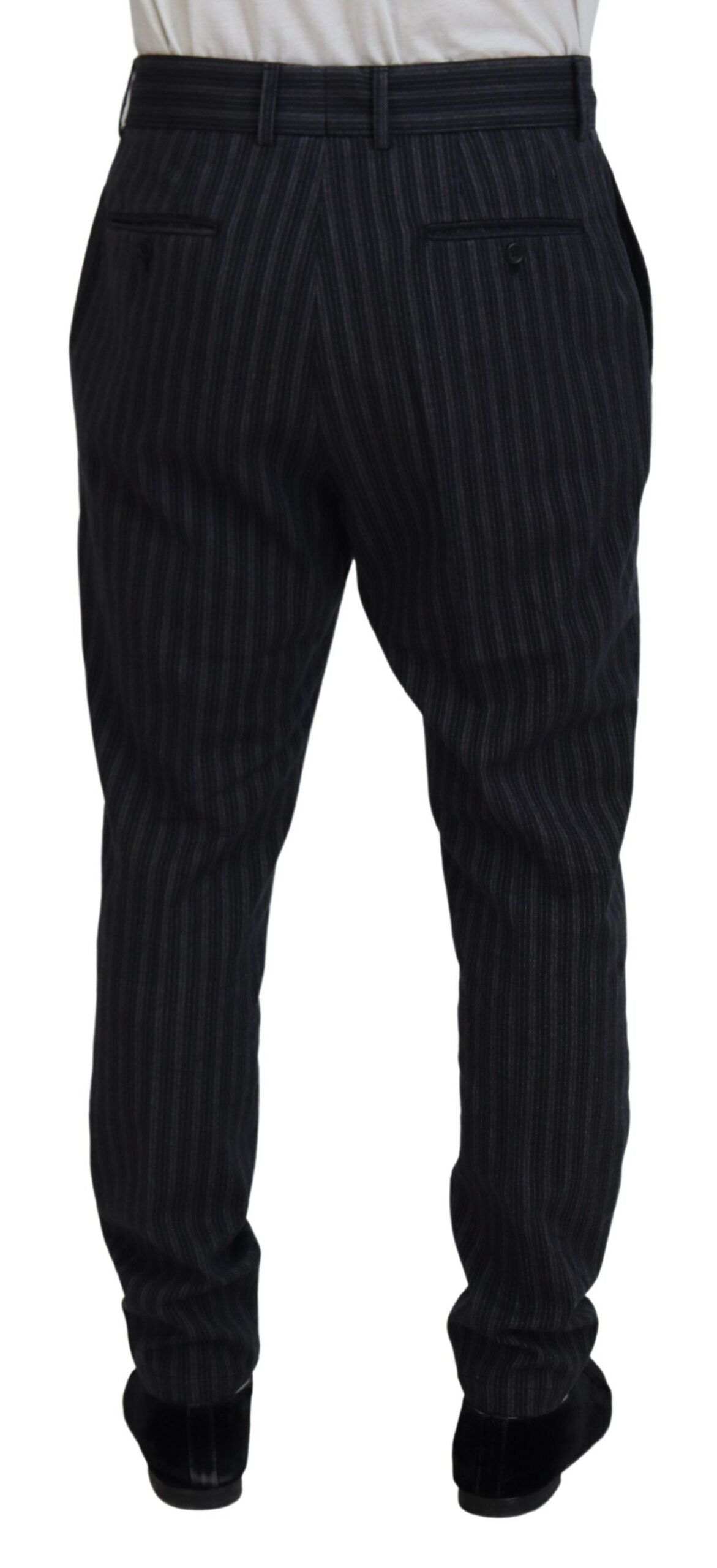 Dark Gray Stripes Chino Dress Pants - ventzia