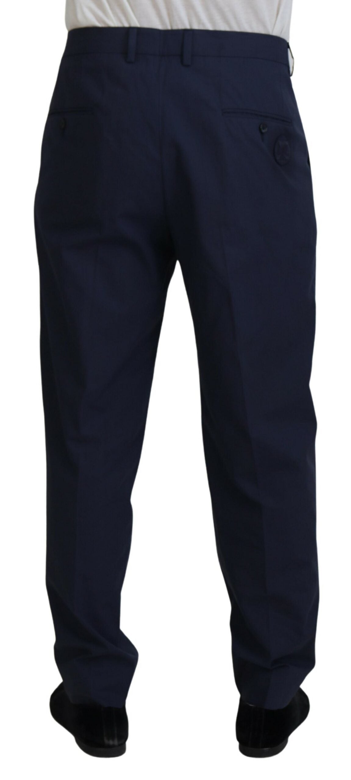 Dark Blue Cotton Chino Formal Pants - ventzia