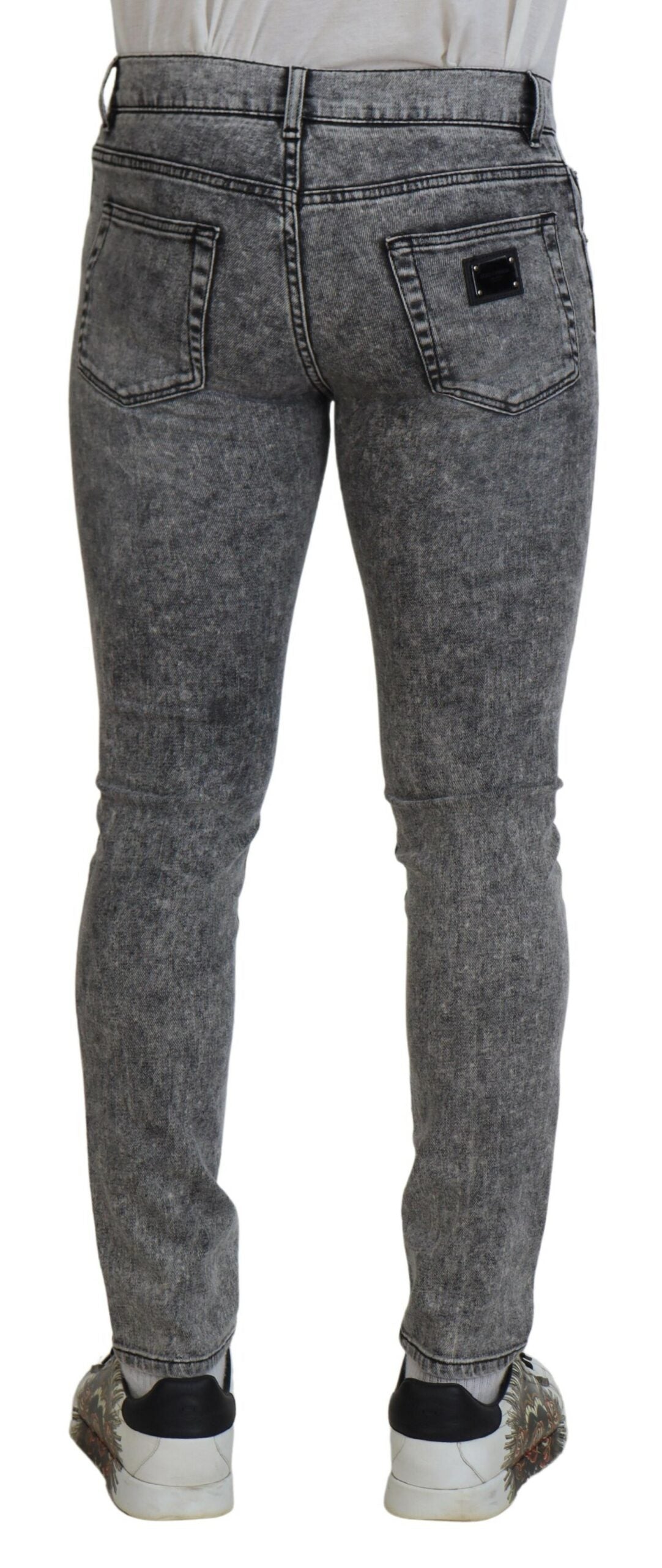 Grey Washed Cotton Slim Fit Men Denim Jeans - ventzia
