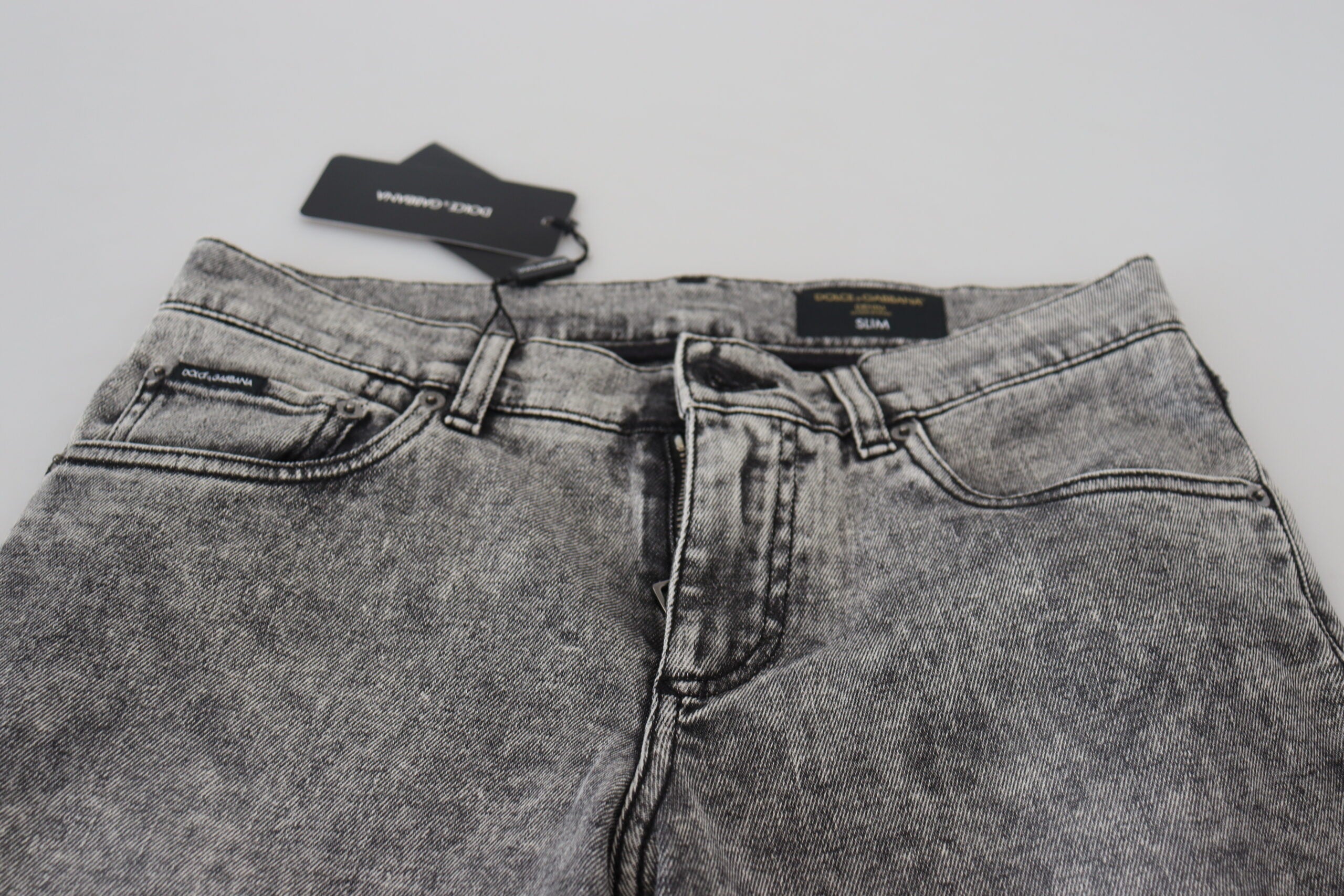Grey Washed Cotton Slim Fit Men Denim Jeans - ventzia