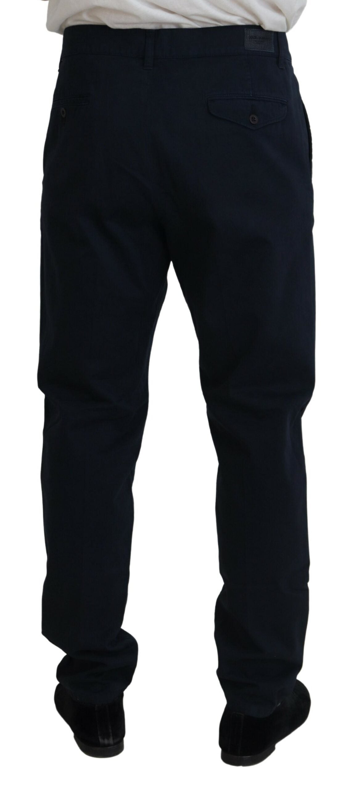 Blue Cotton Dress Formal Men Pants - ventzia