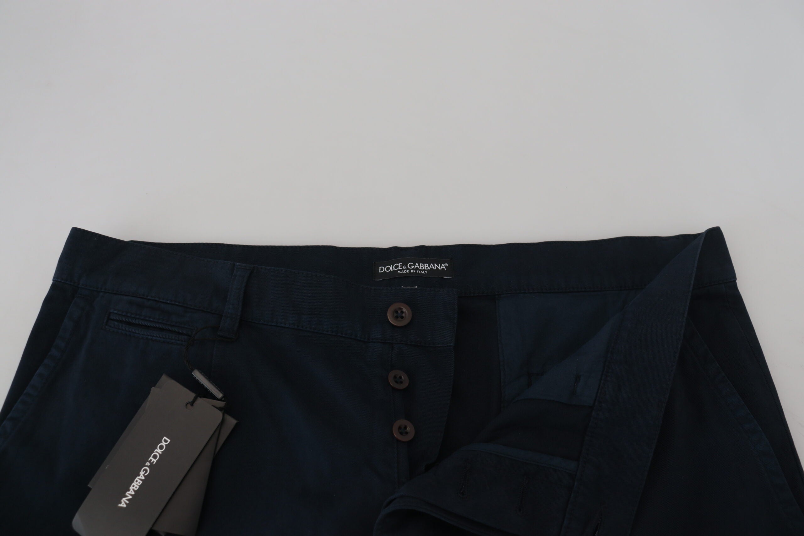 Blue Cotton Dress Formal Men Pants - ventzia