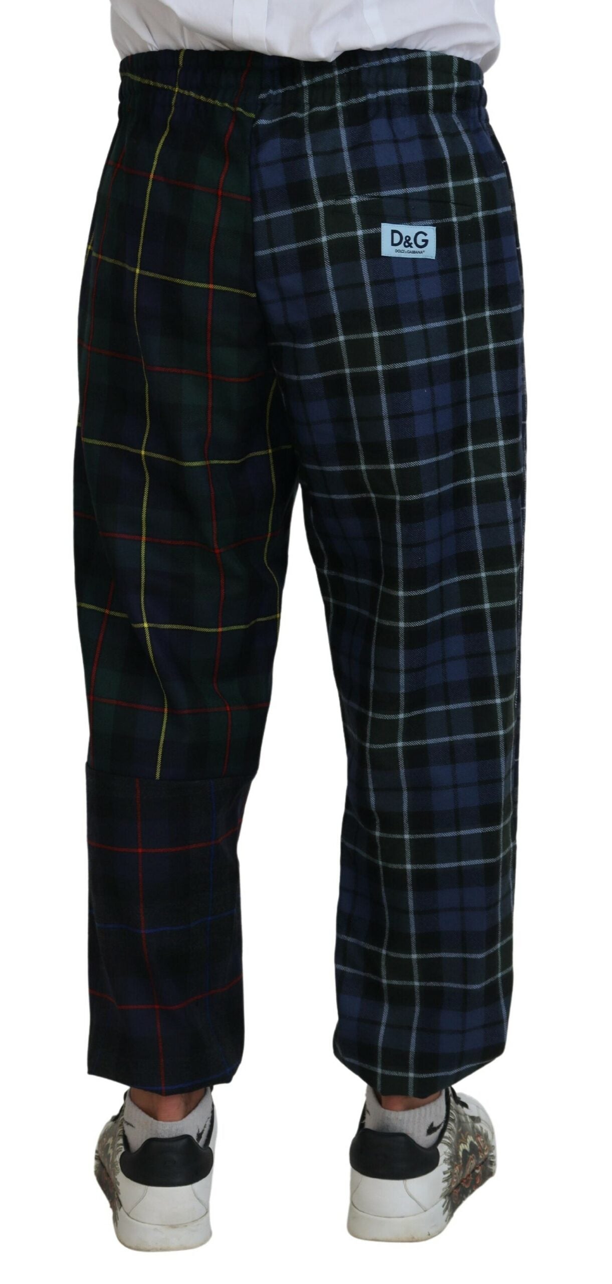 Multicolor Checkered Wool Men Jogger Pants - ventzia