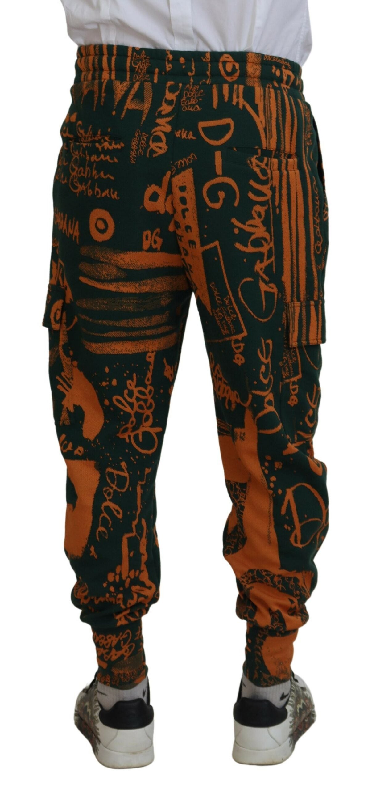 Multicolor Logo Print Silk Cargo Jogger Pants - ventzia