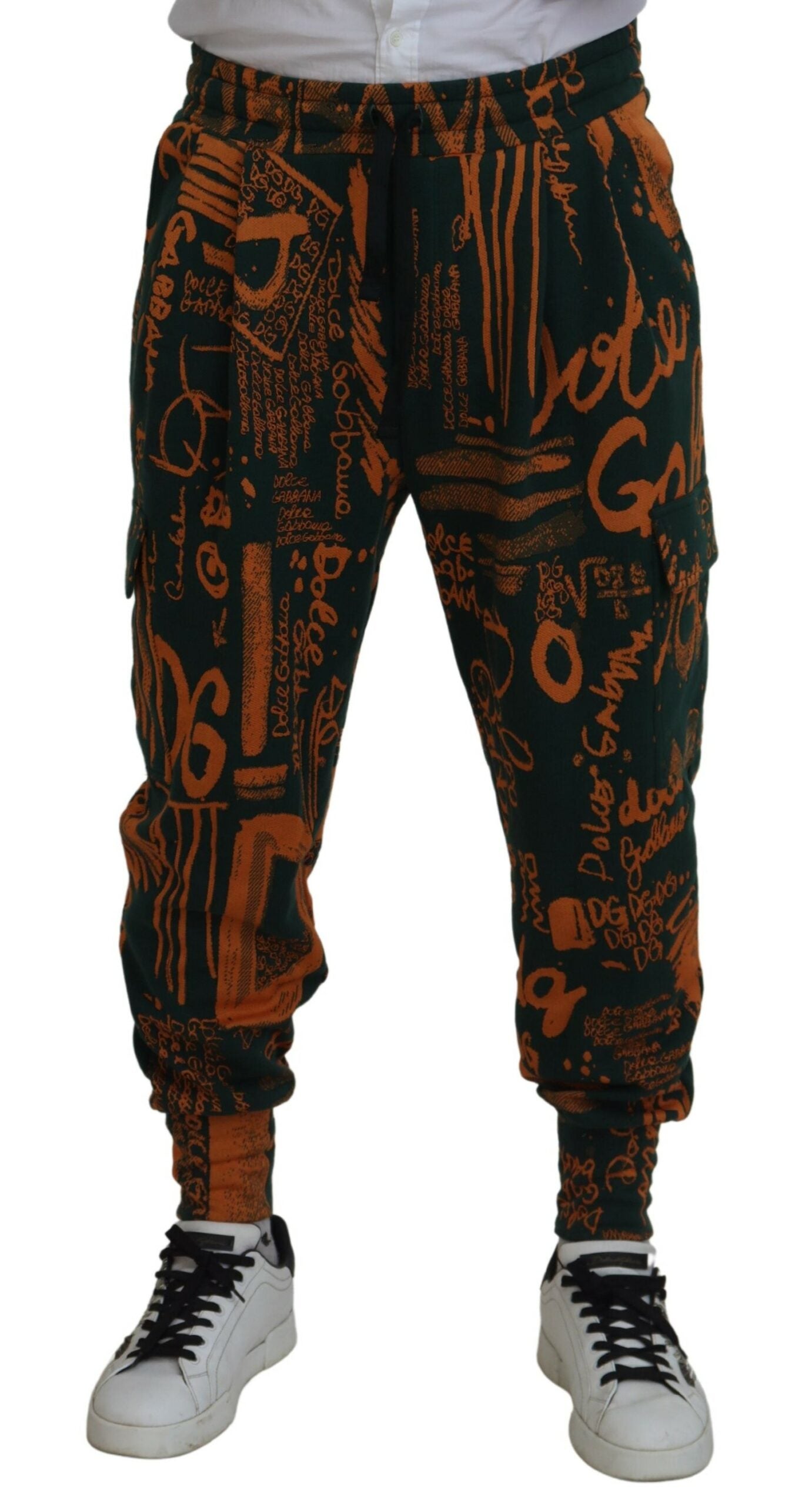 Multicolor Logo Print Silk Cargo Jogger Pants - ventzia