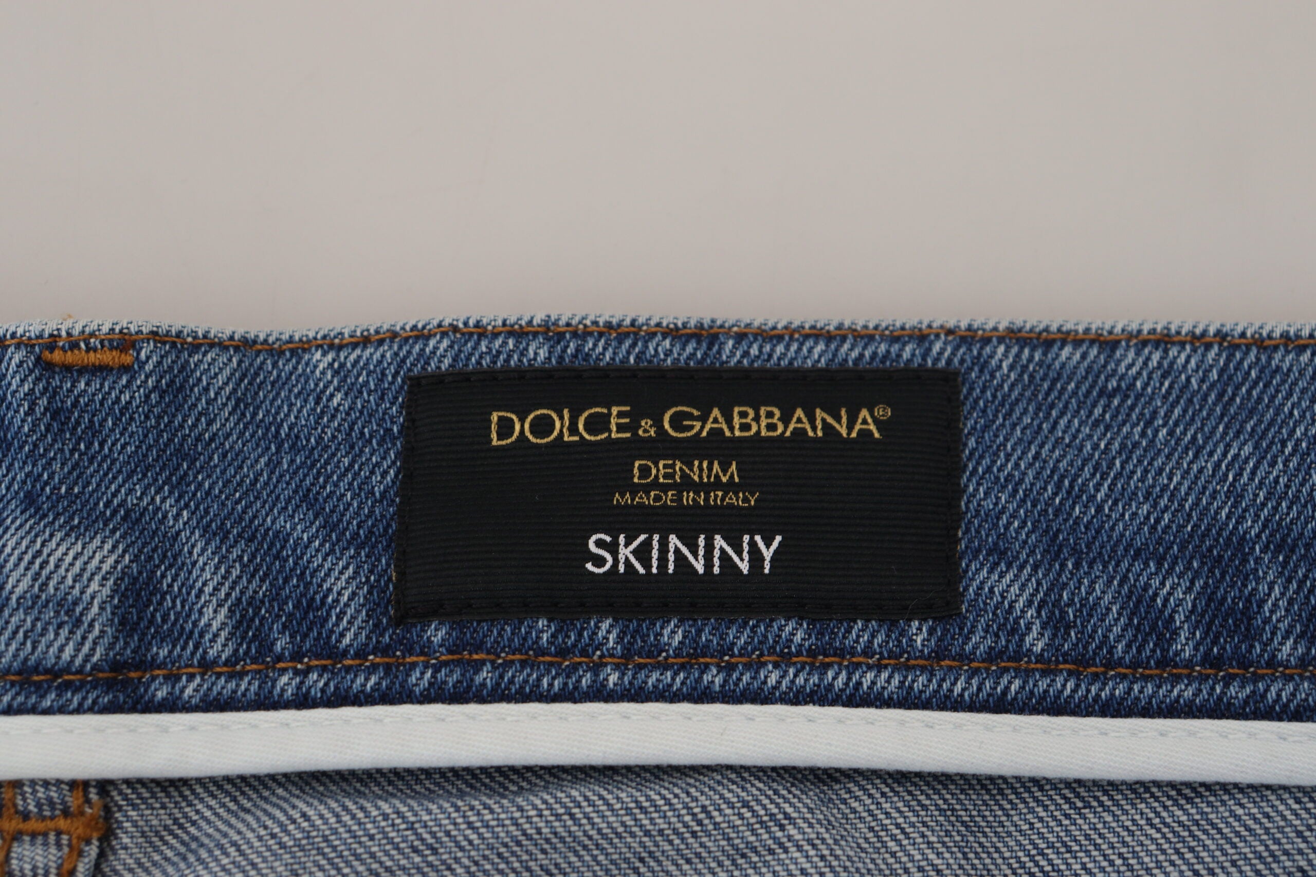 Blue Washed Skinny Cotton Denim Jeans - ventzia