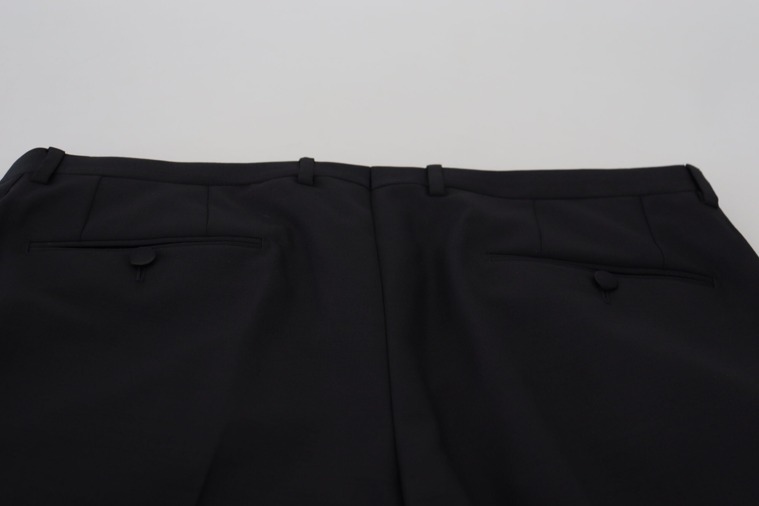 Black Wool Chino Dress Formal Pants - ventzia