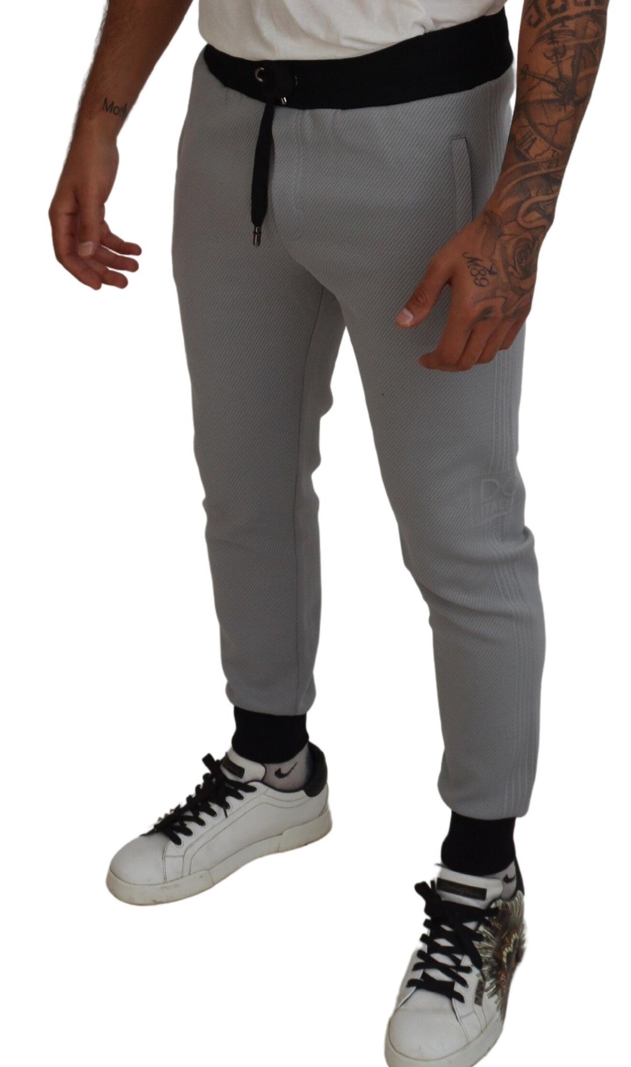 Gray Polyester Sweatpants Jogger Pants - ventzia