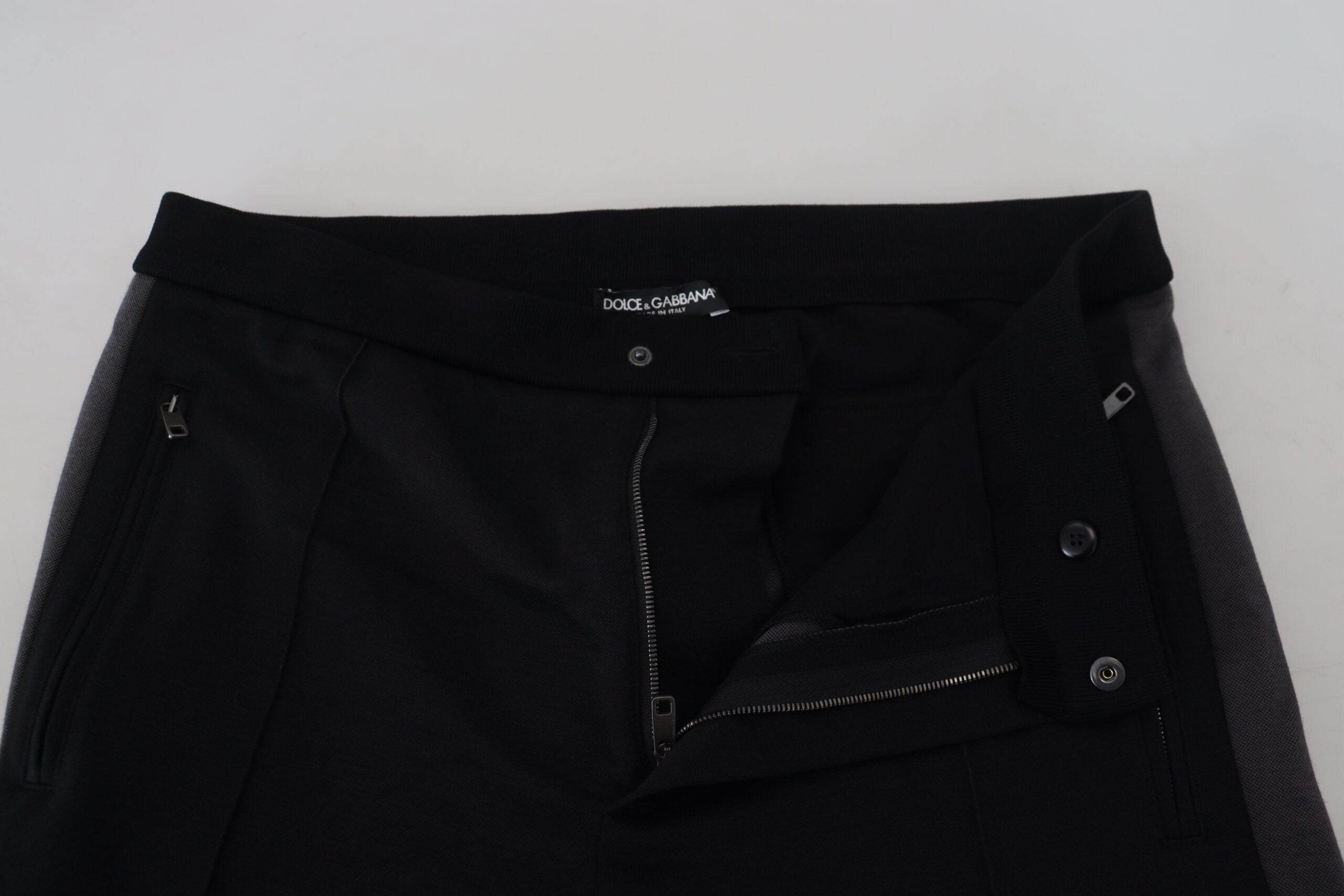 Black Wool Horseshoe Jogger Pants - ventzia