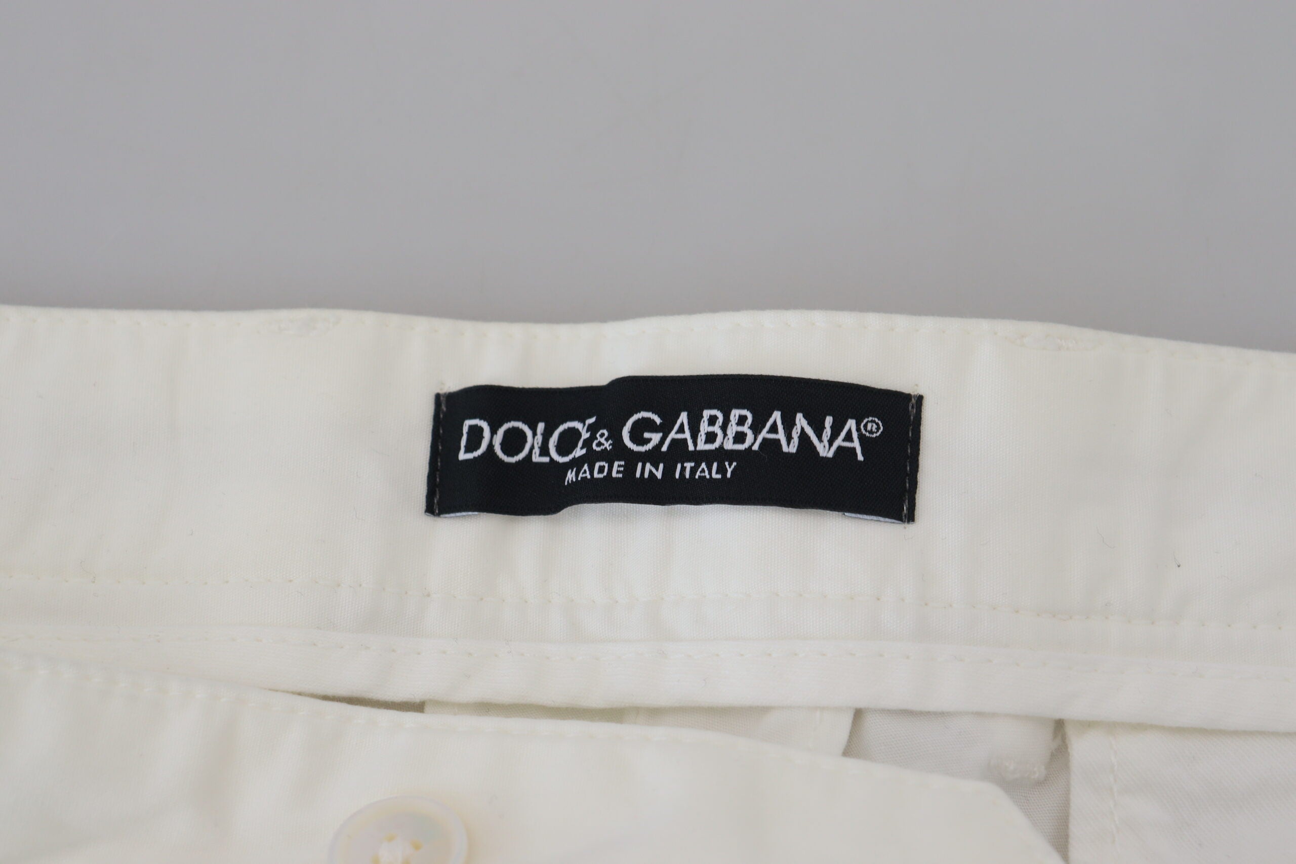 White Cotton Skinny Chino Pants - ventzia