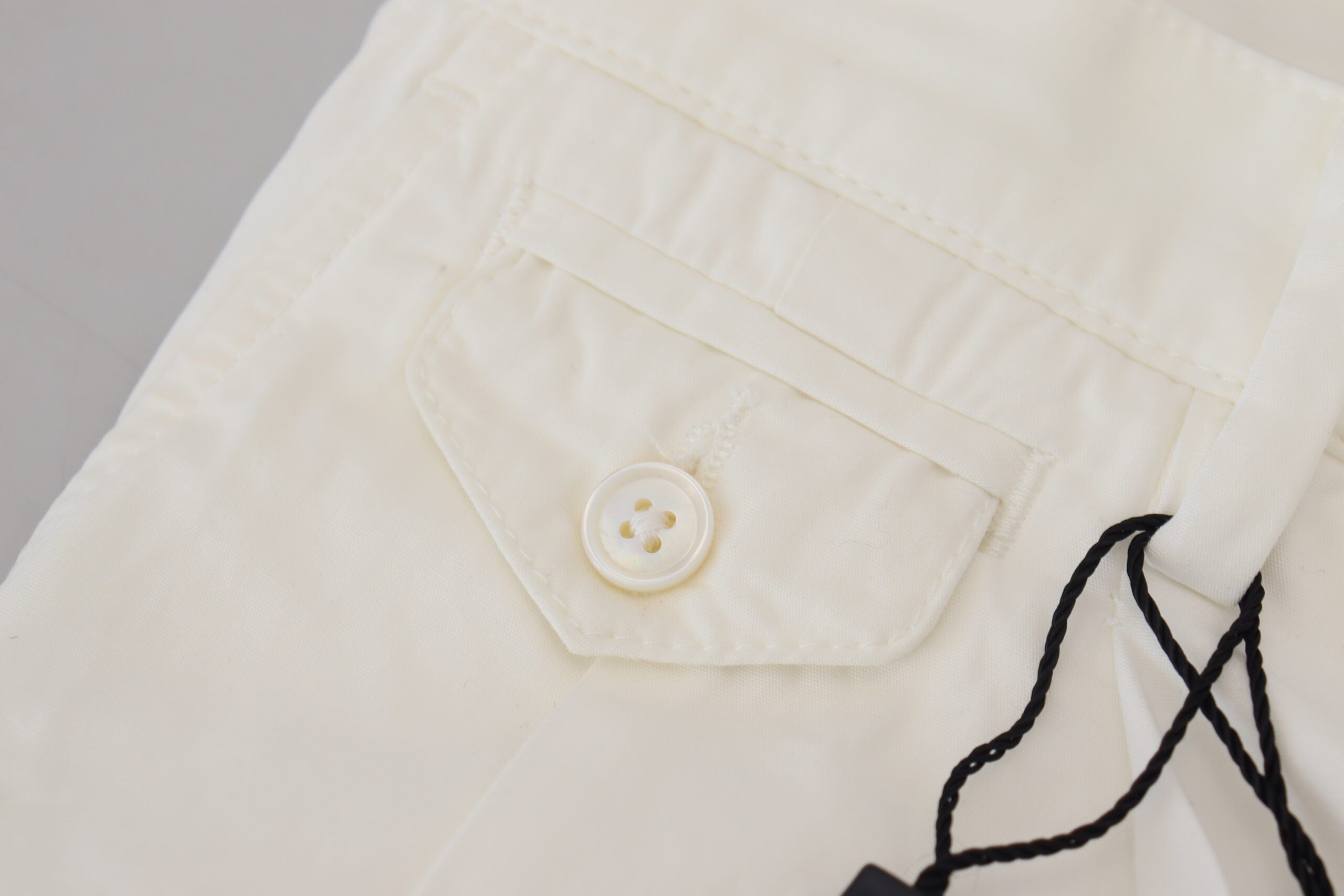 White Cotton Skinny Chino Pants - ventzia