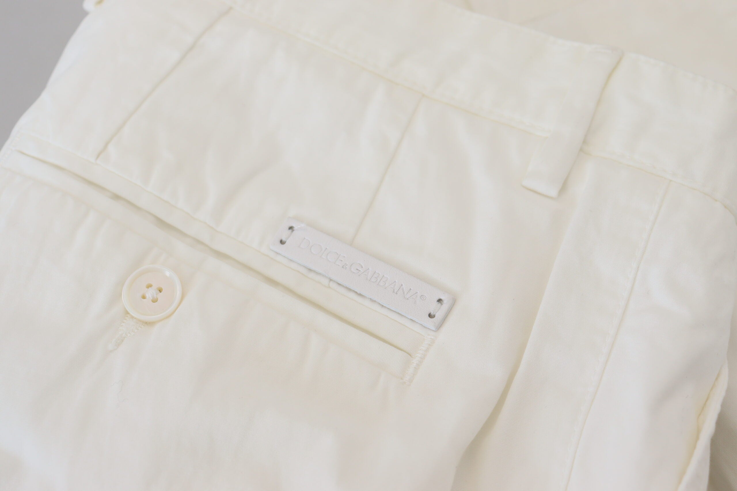 White Cotton Skinny Chino Pants - ventzia