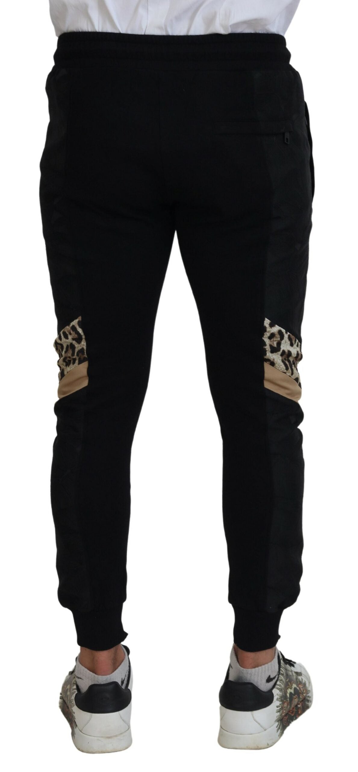 Black Polyester Skinny Jogger Men Pants - ventzia