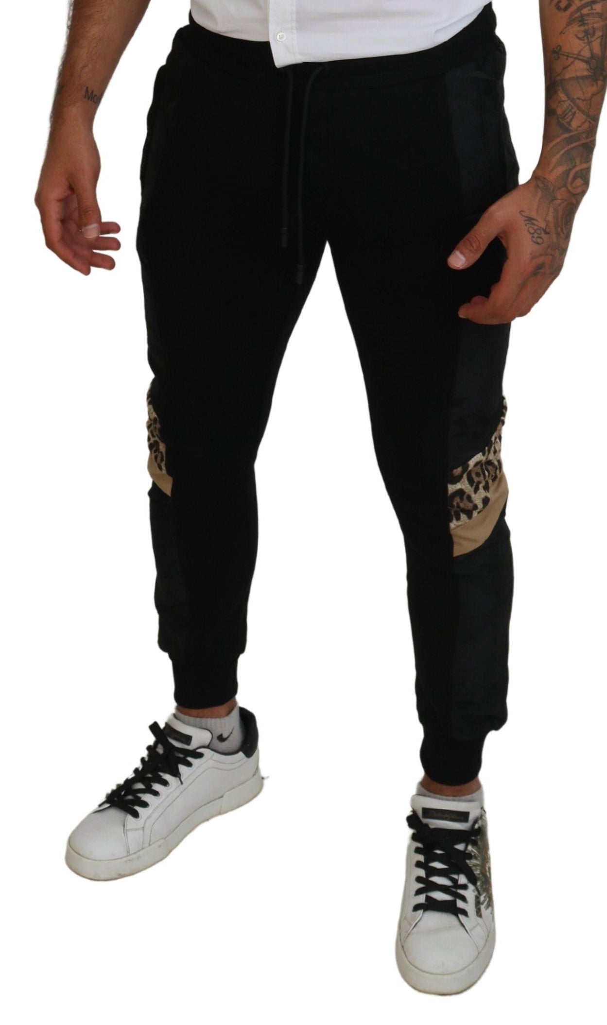 Black Polyester Skinny Jogger Men Pants - ventzia