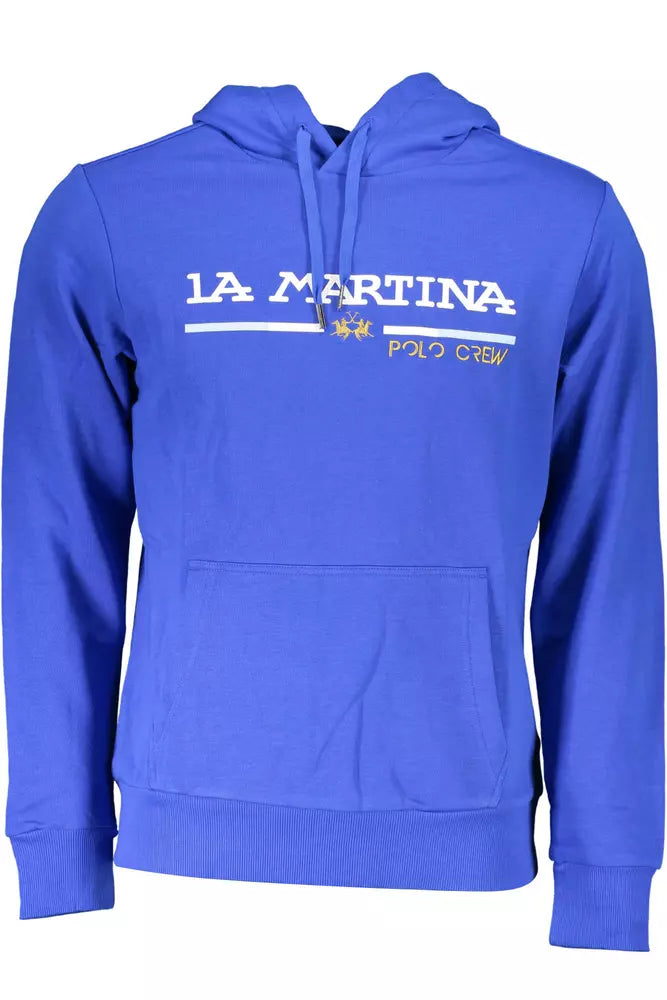 Chic Blue Embroidered Hooded Sweatshirt - ventzia