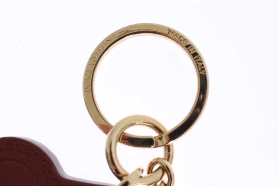 Brown Leather Miss SICILY Gold Finder Chain Keychain - ventzia