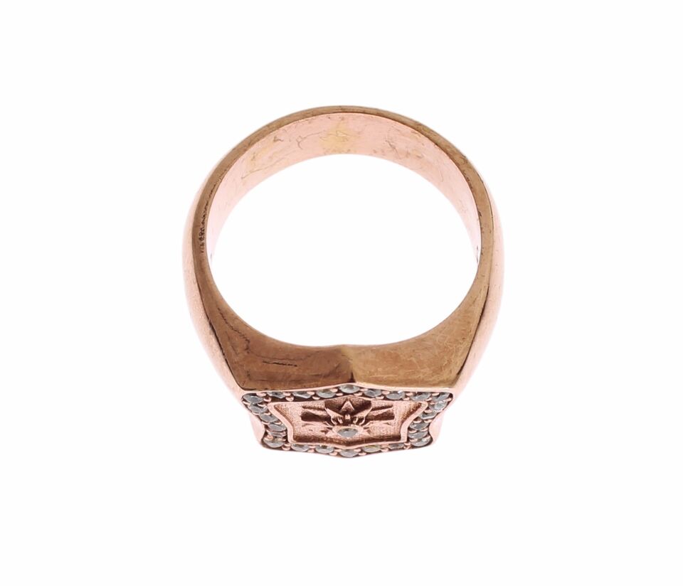 Pink Gold 925 Silver Authentic Clear Ring - ventzia