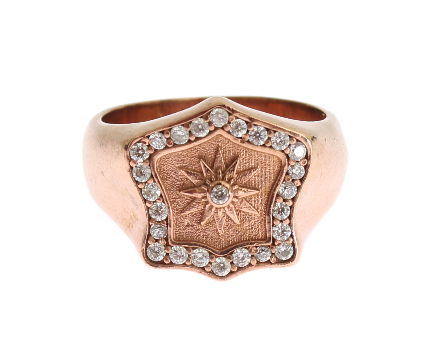 Pink Gold 925 Silver Authentic Clear Ring - ventzia