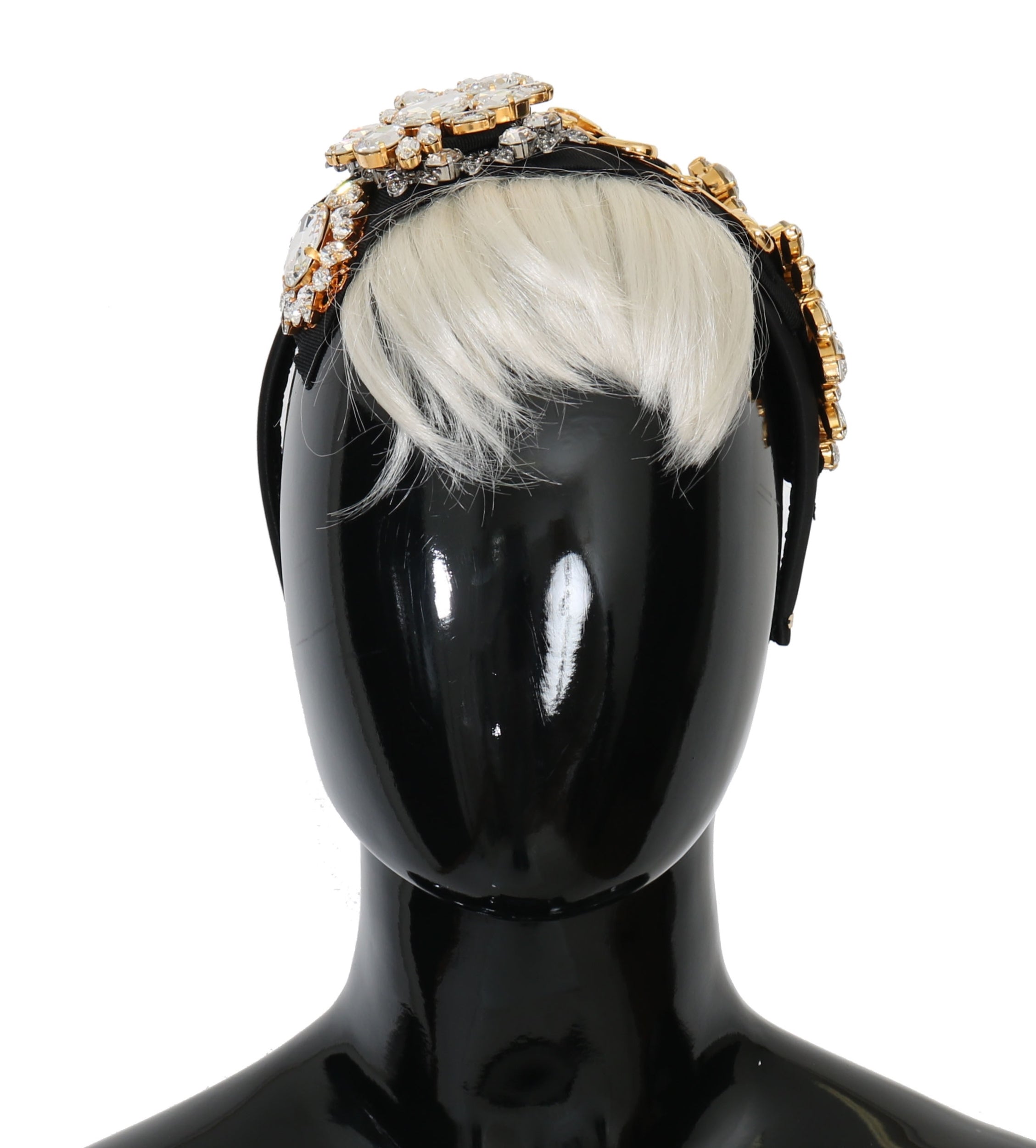 Black Crystal White Hair Parrucchiera Headband Diadem - ventzia