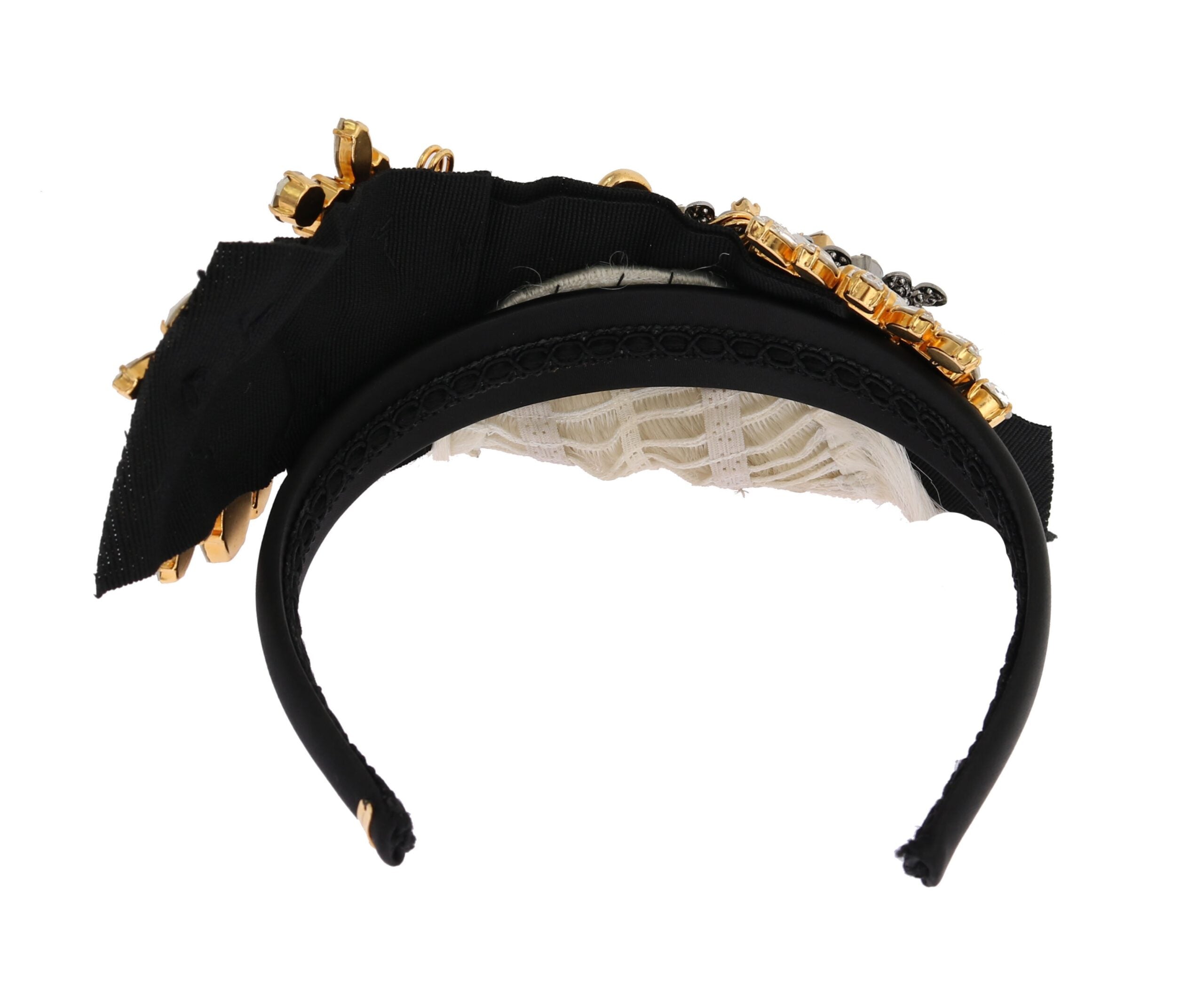 Black Crystal White Hair Parrucchiera Headband Diadem - ventzia
