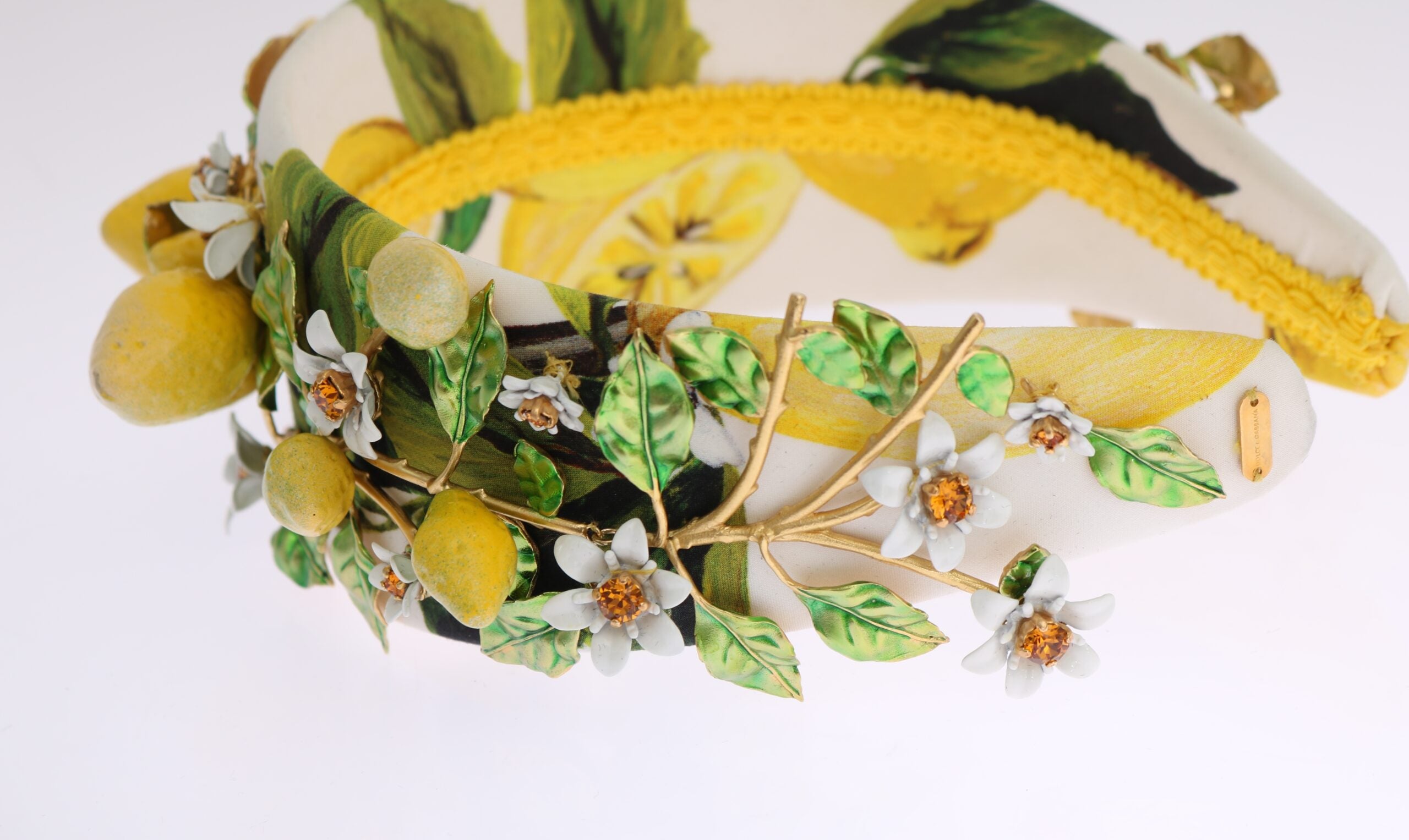 Yellow Lemons Sicily Crystal Diadem Tiara Headband - ventzia
