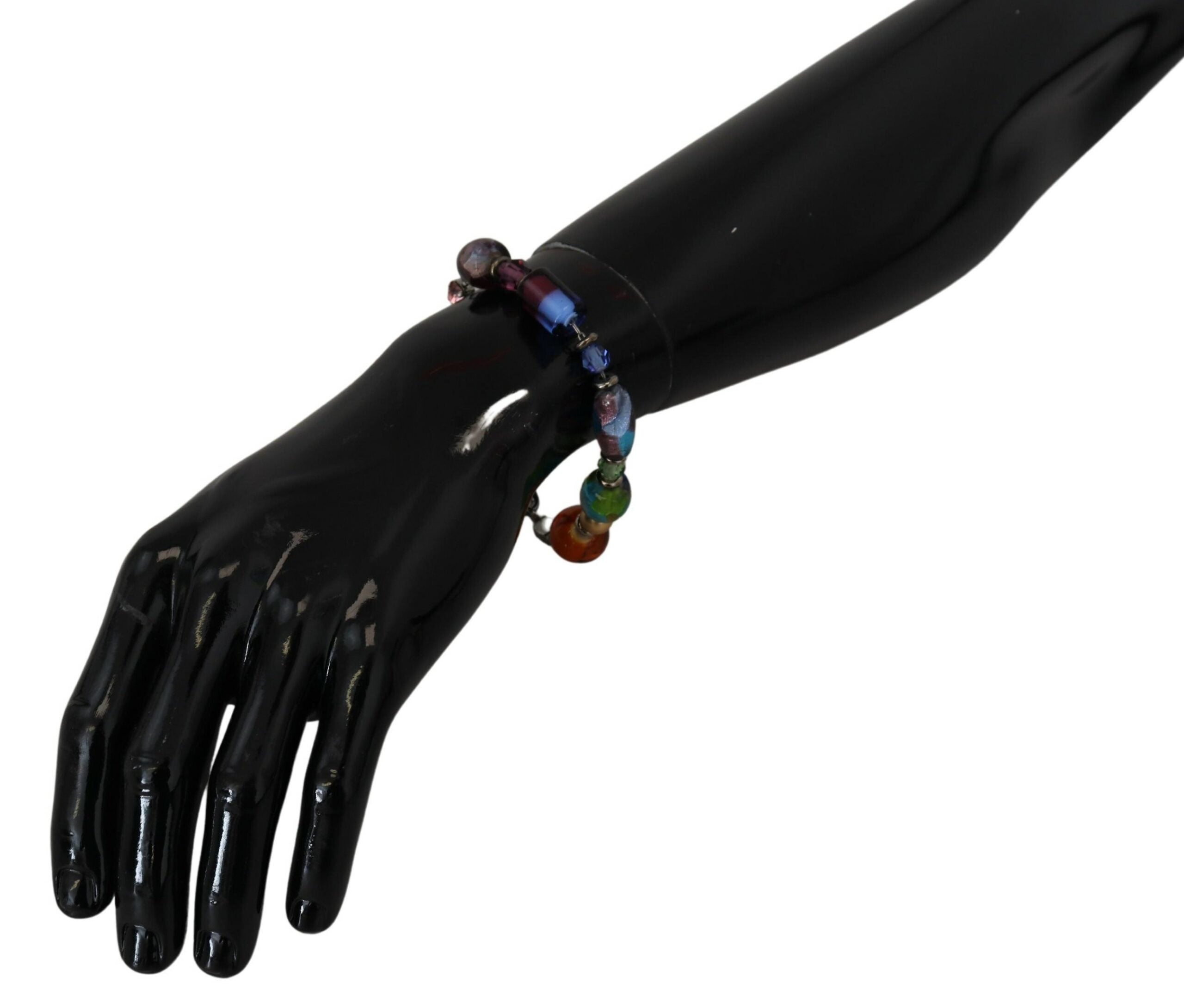 multicolor Silver Chain Brass Beaded Lobster Clasp Bracelet - ventzia