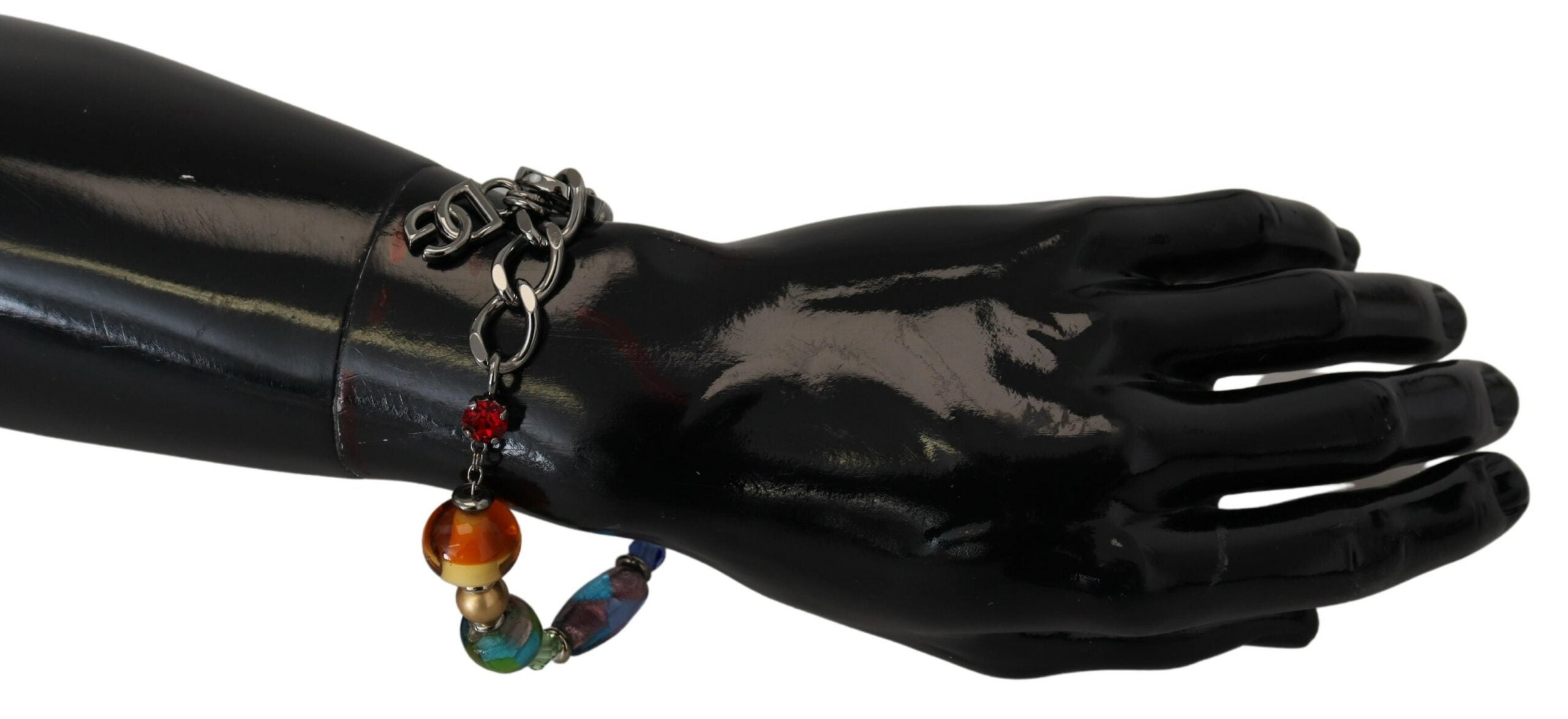 multicolor Silver Chain Brass Beaded Lobster Clasp Bracelet - ventzia