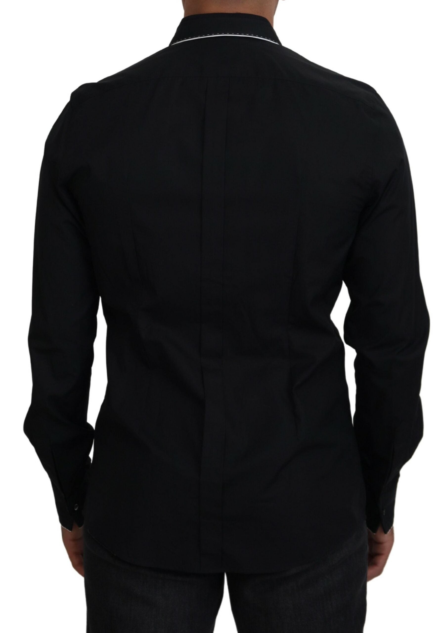 GOLD Black Tuxedo Slim Fit Cotton Shirt - ventzia