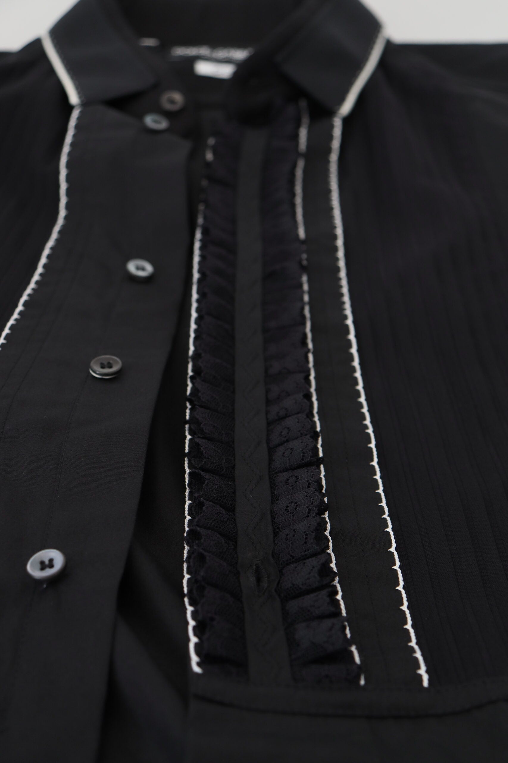GOLD Black Tuxedo Slim Fit Cotton Shirt - ventzia