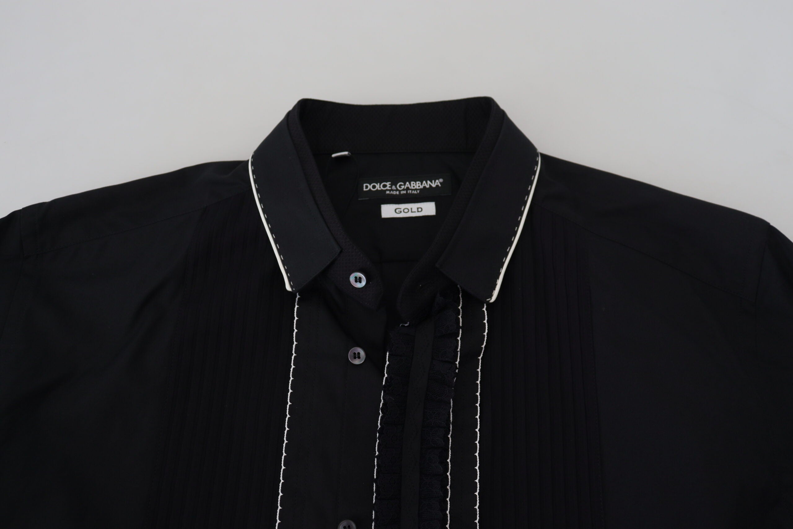 GOLD Black Tuxedo Slim Fit Cotton Shirt - ventzia