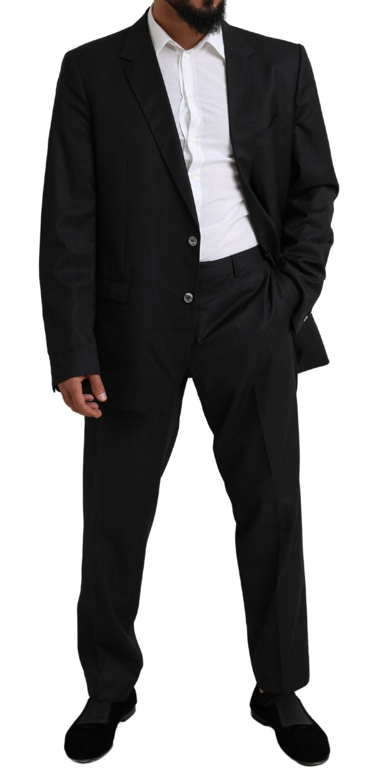 Black MARTINI Single Breasted 2 Piece Suit - ventzia