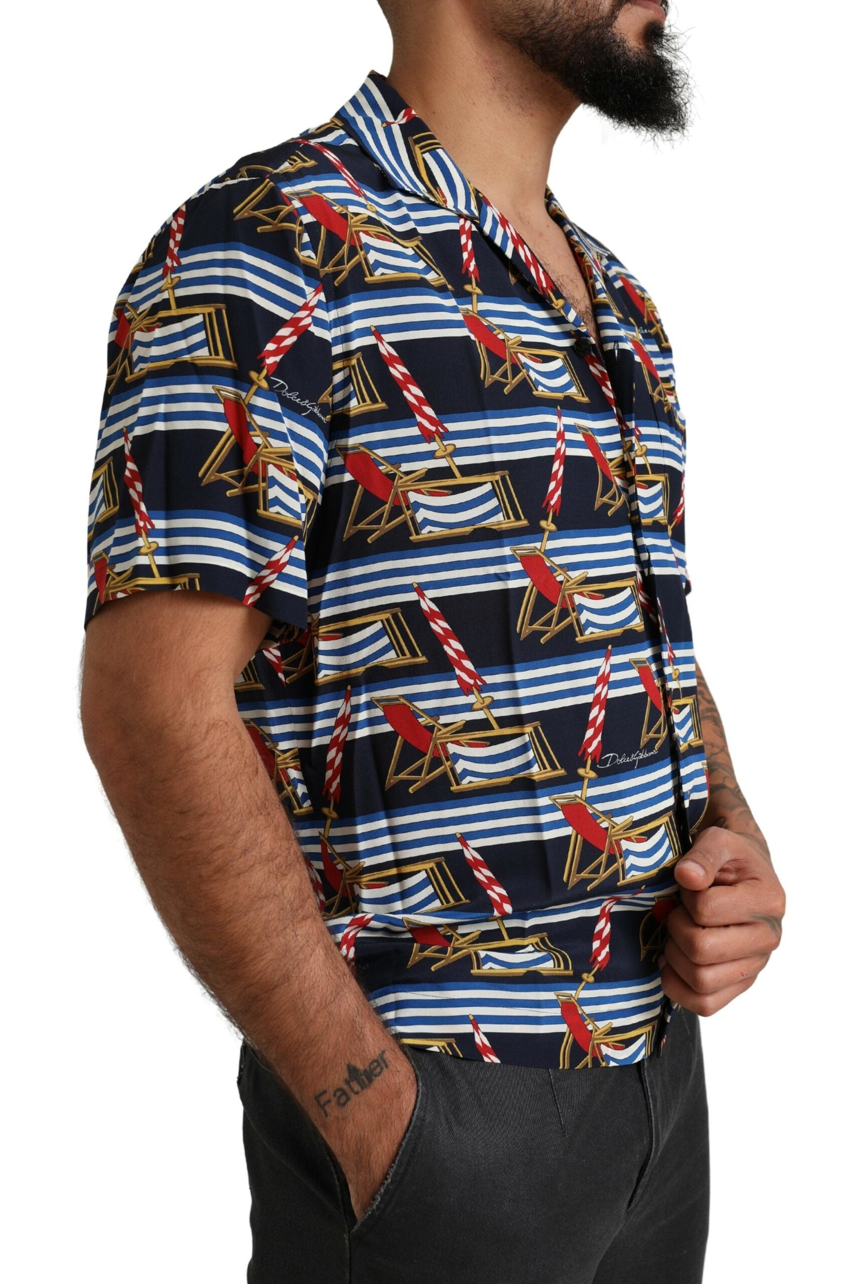 Multicolor Beach Chair Short Sleeves Shirt - ventzia