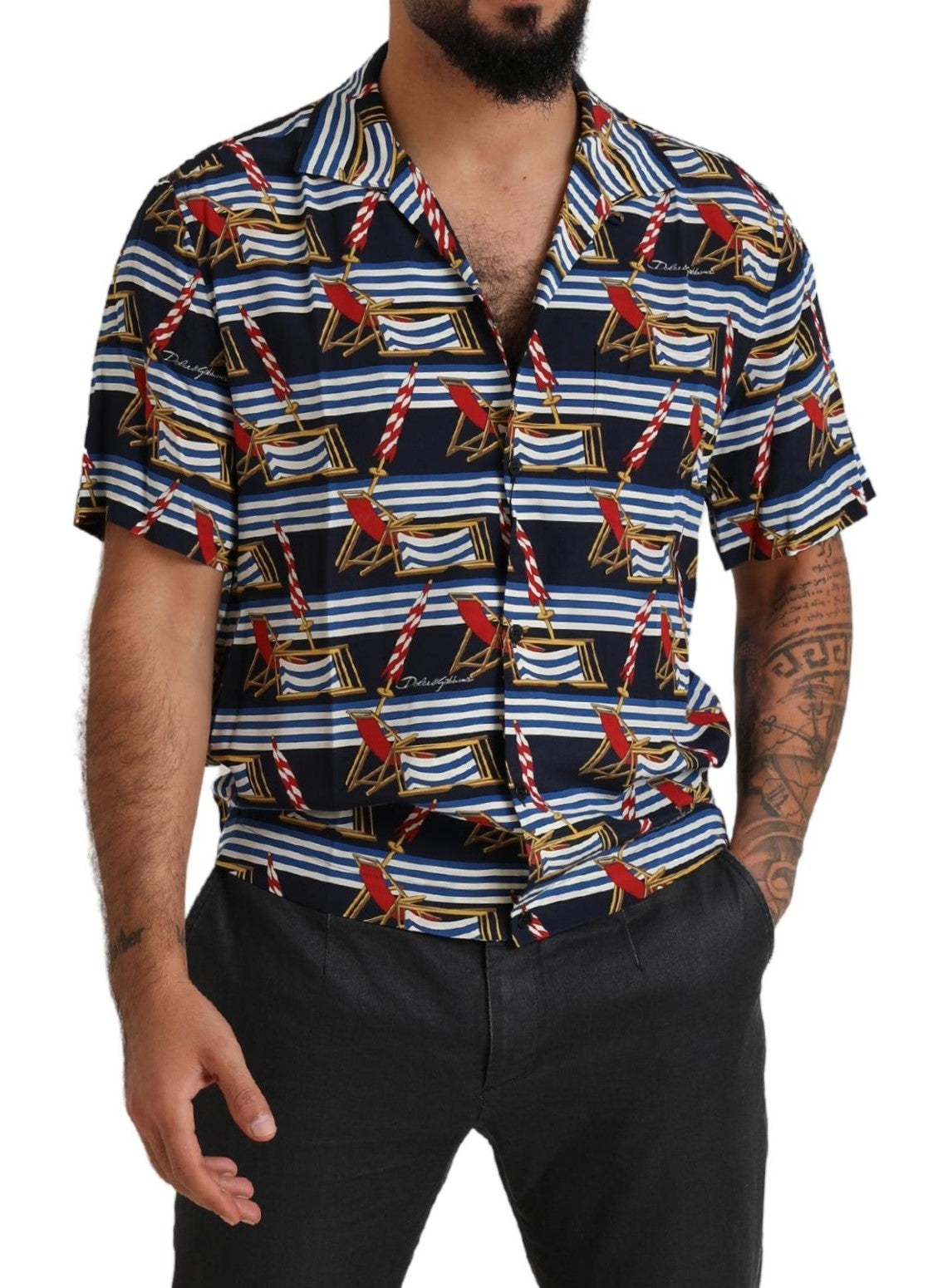 Multicolor Beach Chair Short Sleeves Shirt - ventzia