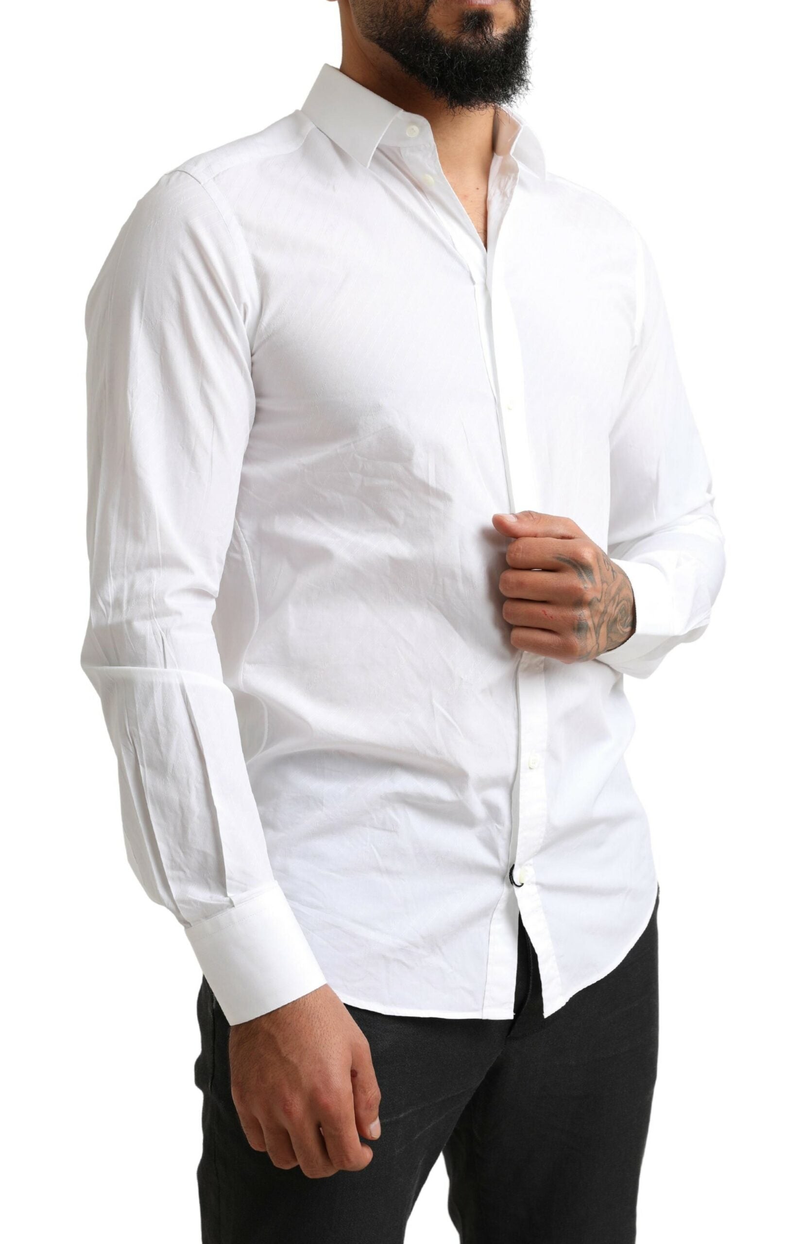 White MARTINI Cotton Dress Formal Shirt - ventzia