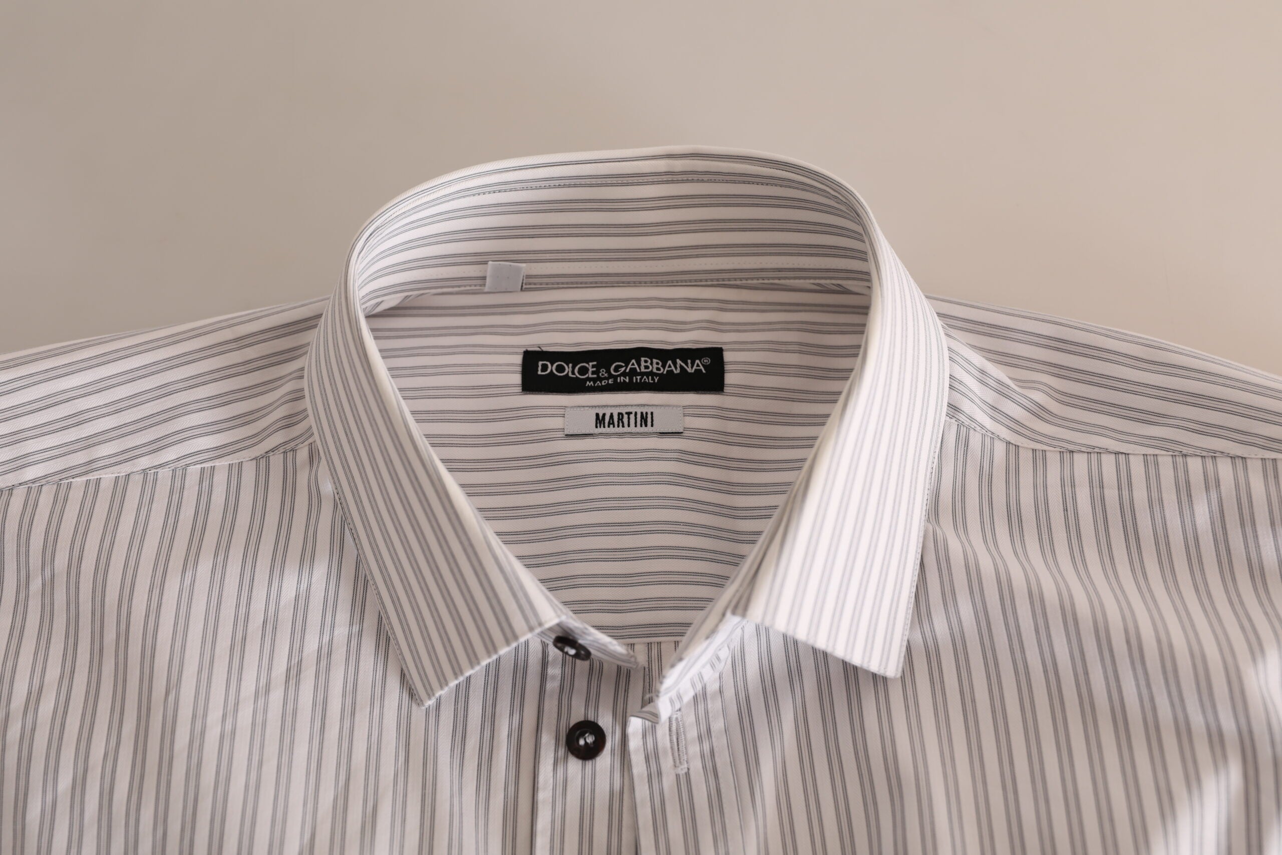 White MARTINI Cotton Stripe Dress Formal Shirt - ventzia
