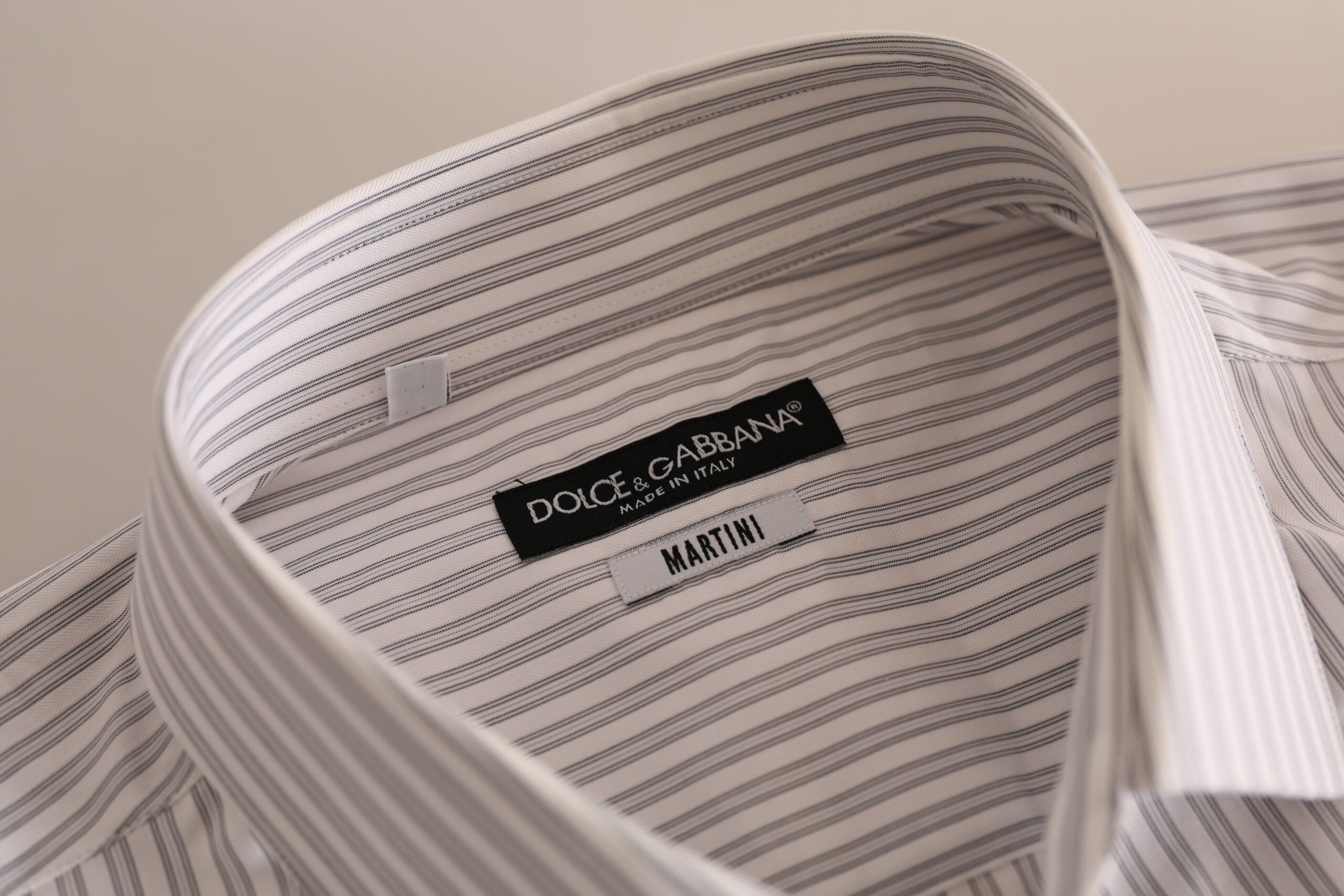 White MARTINI Cotton Stripe Dress Formal Shirt - ventzia