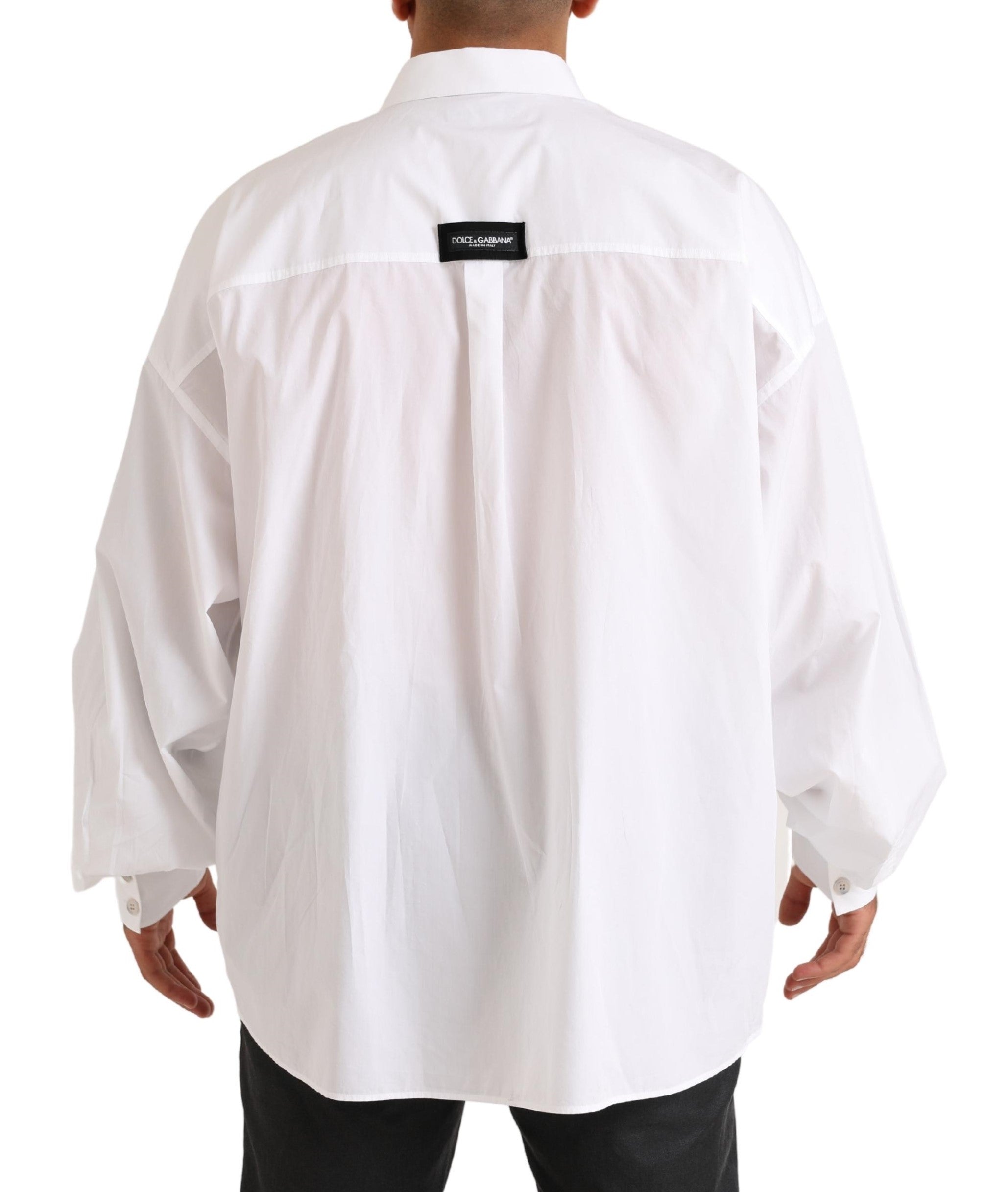 White Logo Cotton Casual Long Sleeves Shirt - ventzia