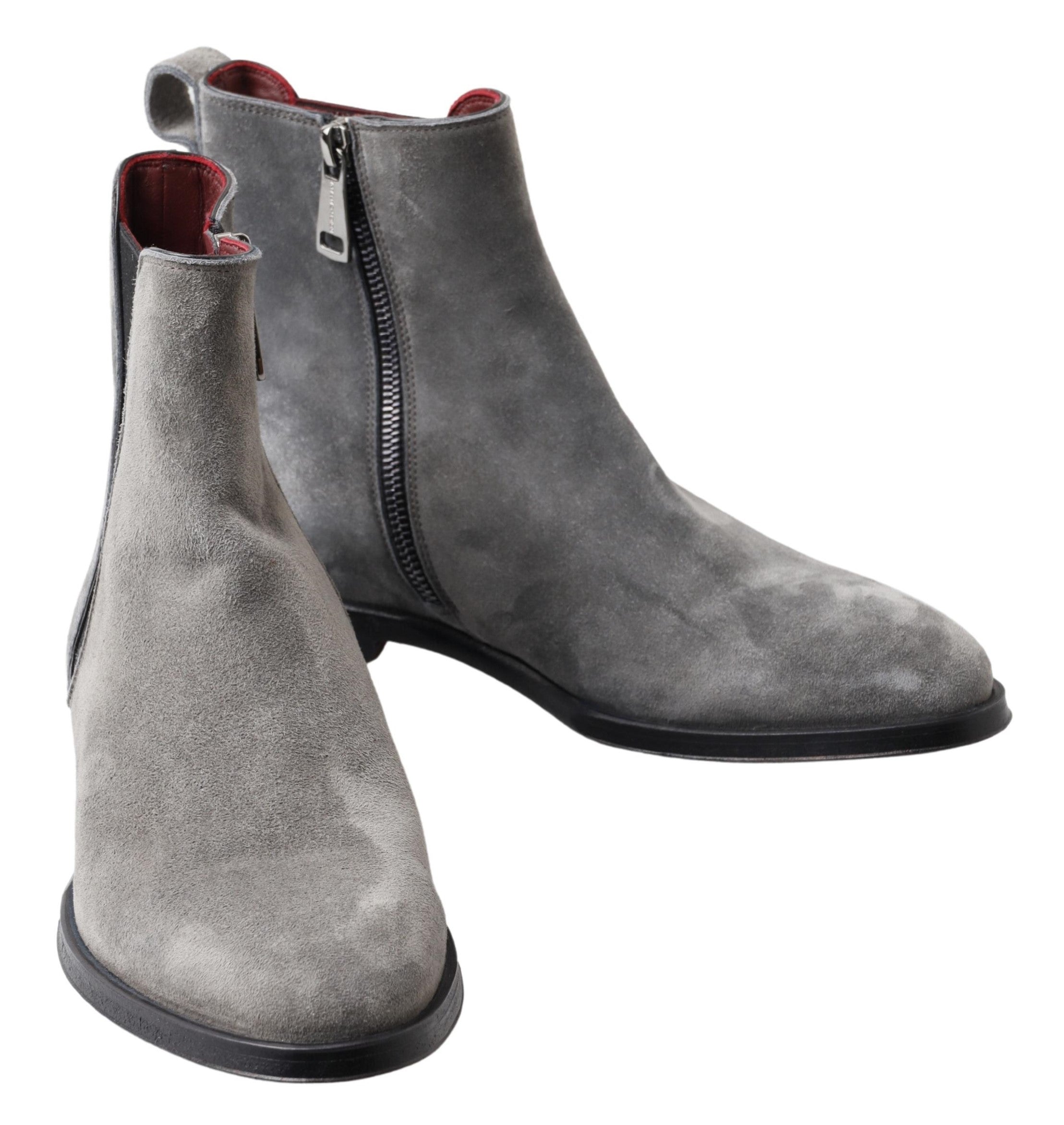 Gray Leather Men Ankle Boots Shoes - ventzia