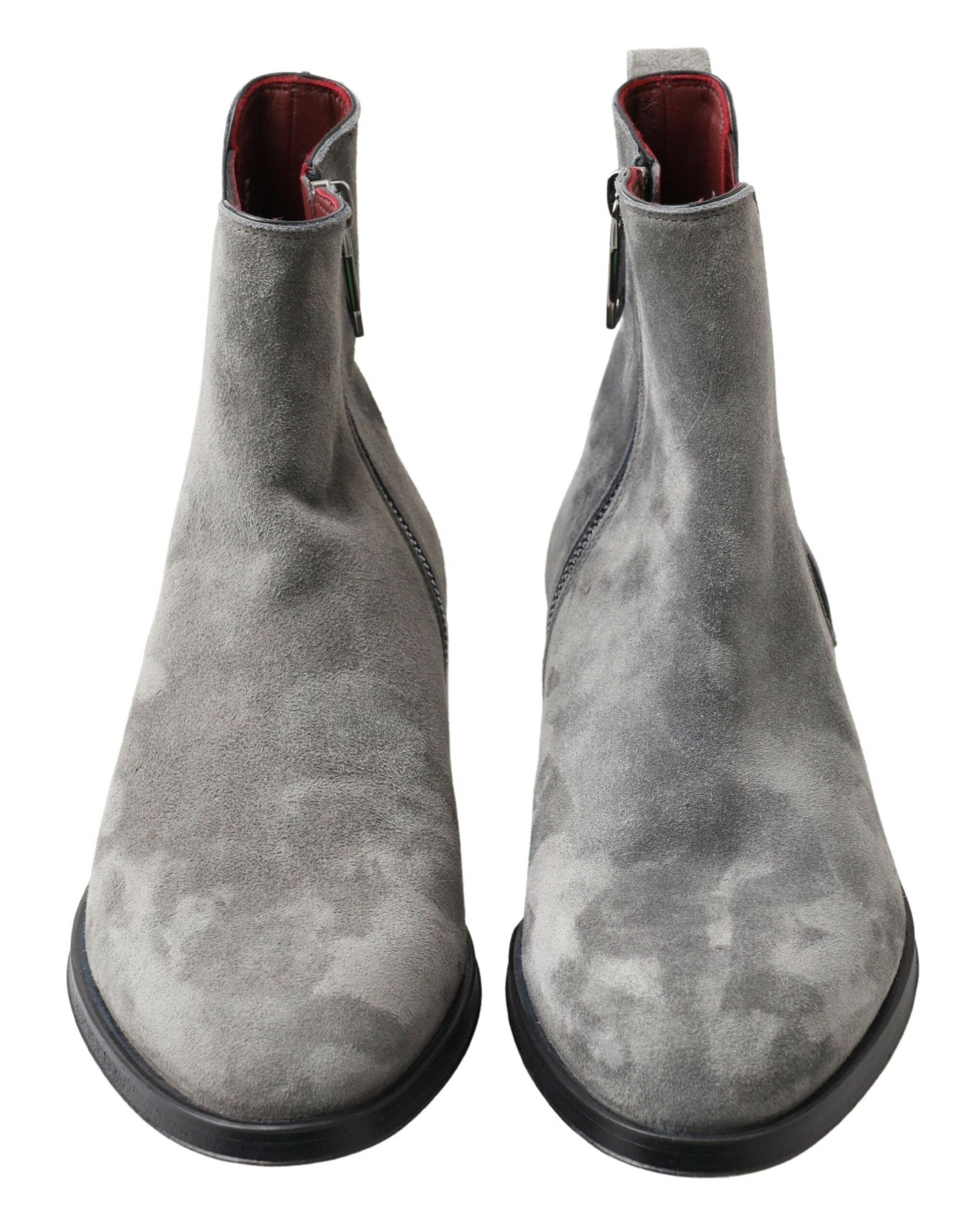 Gray Leather Men Ankle Boots Shoes - ventzia