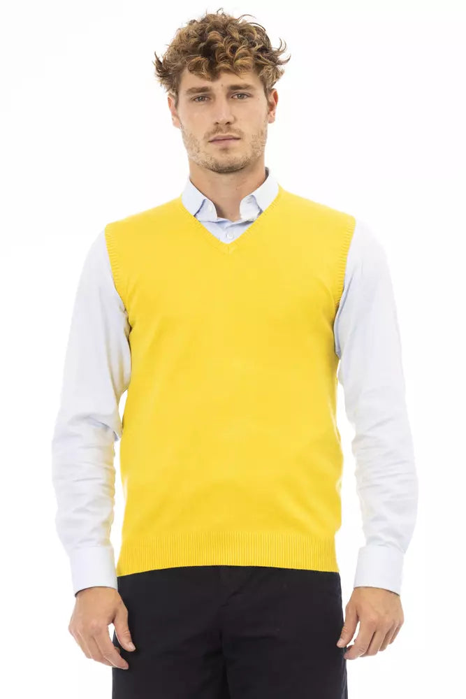 Yellow Viscose Men Jacket - ventzia