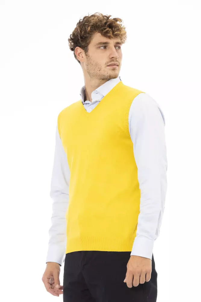 Yellow Viscose Men Jacket - ventzia